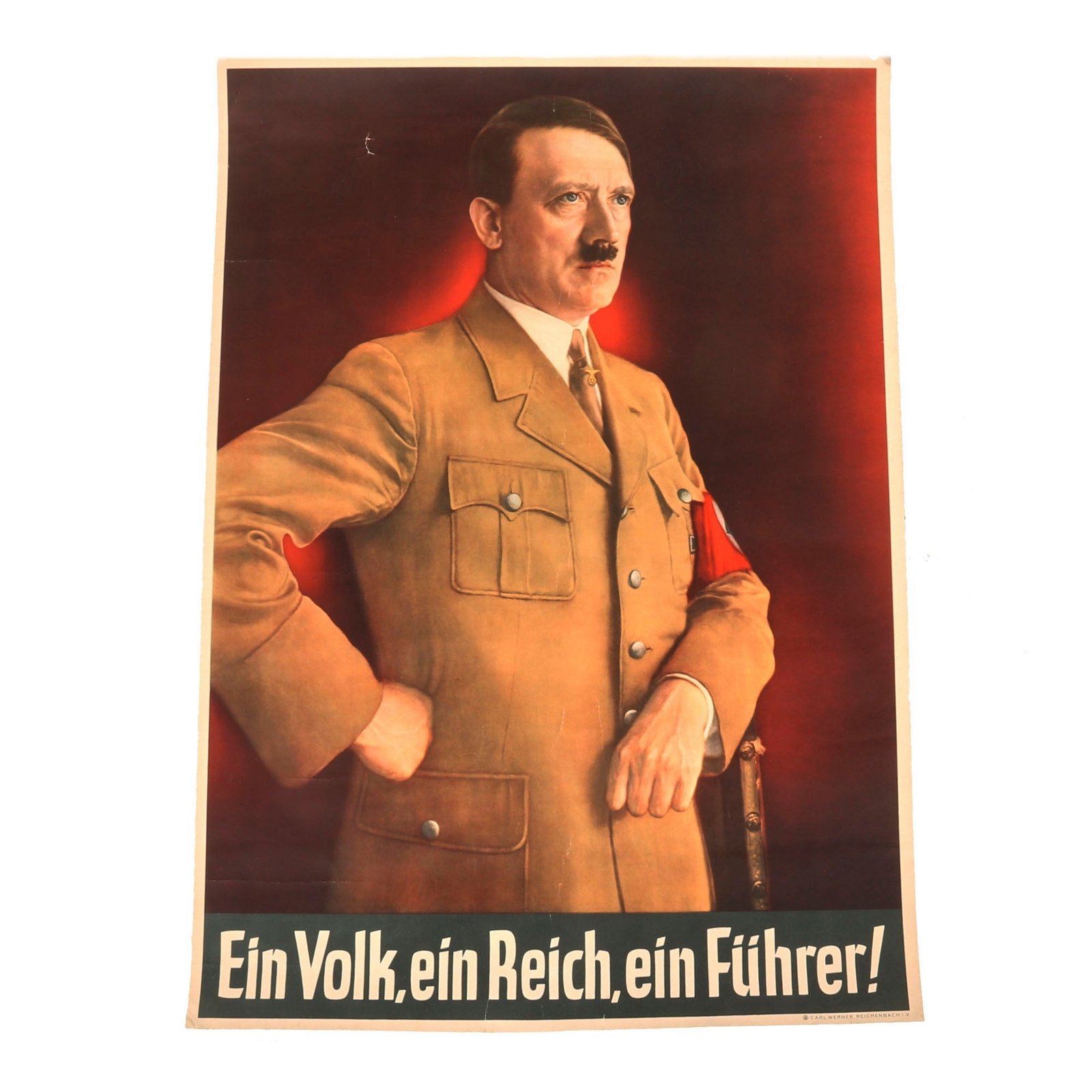 Buy Original Rare German WWII NSDAP "Ein Volk, ein Reich, ein Führer" Propaganda Poster by Carl Werner of Reichenbach i.V. - 16 ½" x 23 ¼" | Original Firearms Antique For Sale