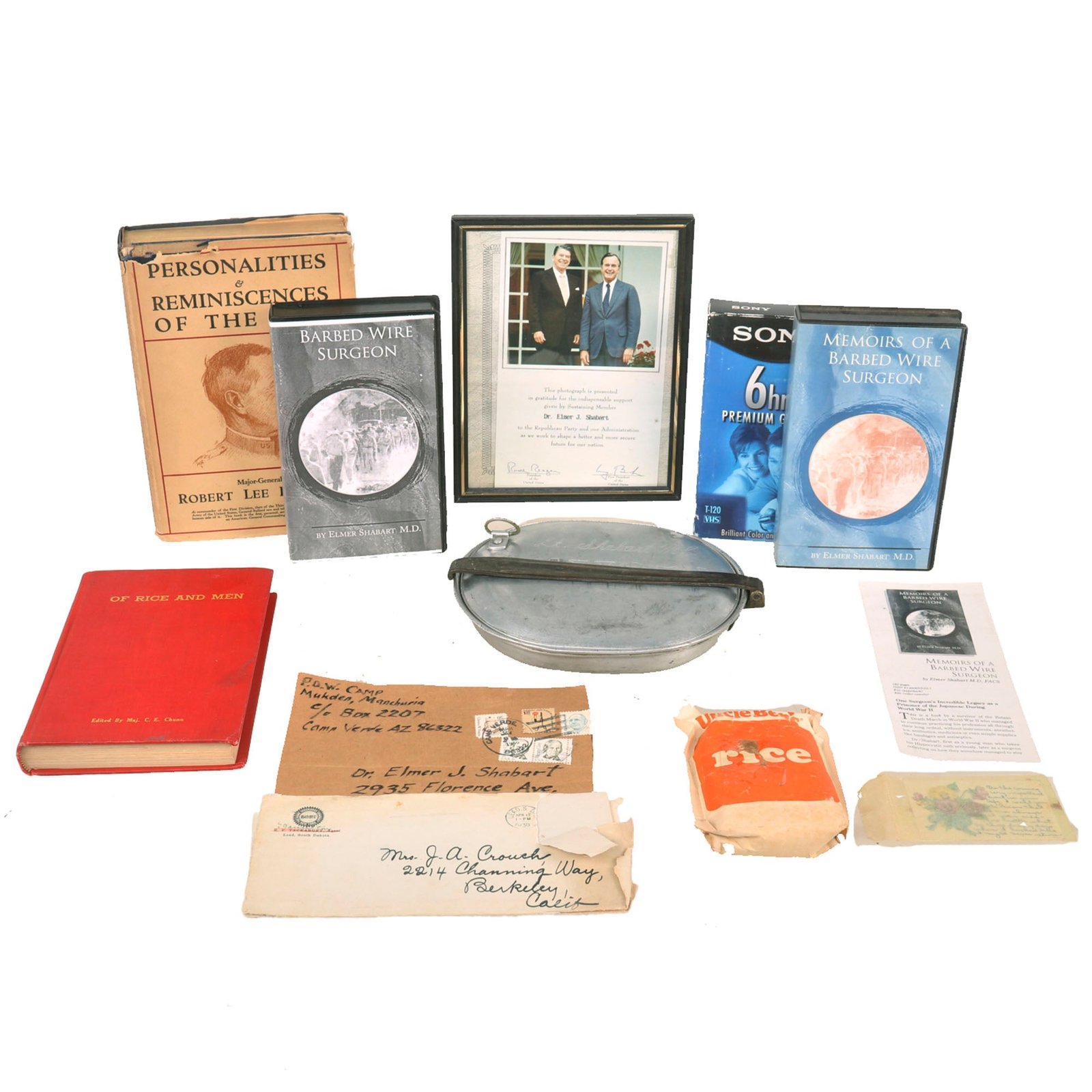 Buy Original U.S. WWII M1910 Mess Kit Named to Bataan Death March Doctor Elmer J. Shabart with VHS Interviews & Ephemera | Original Firearms Antique For Sale
