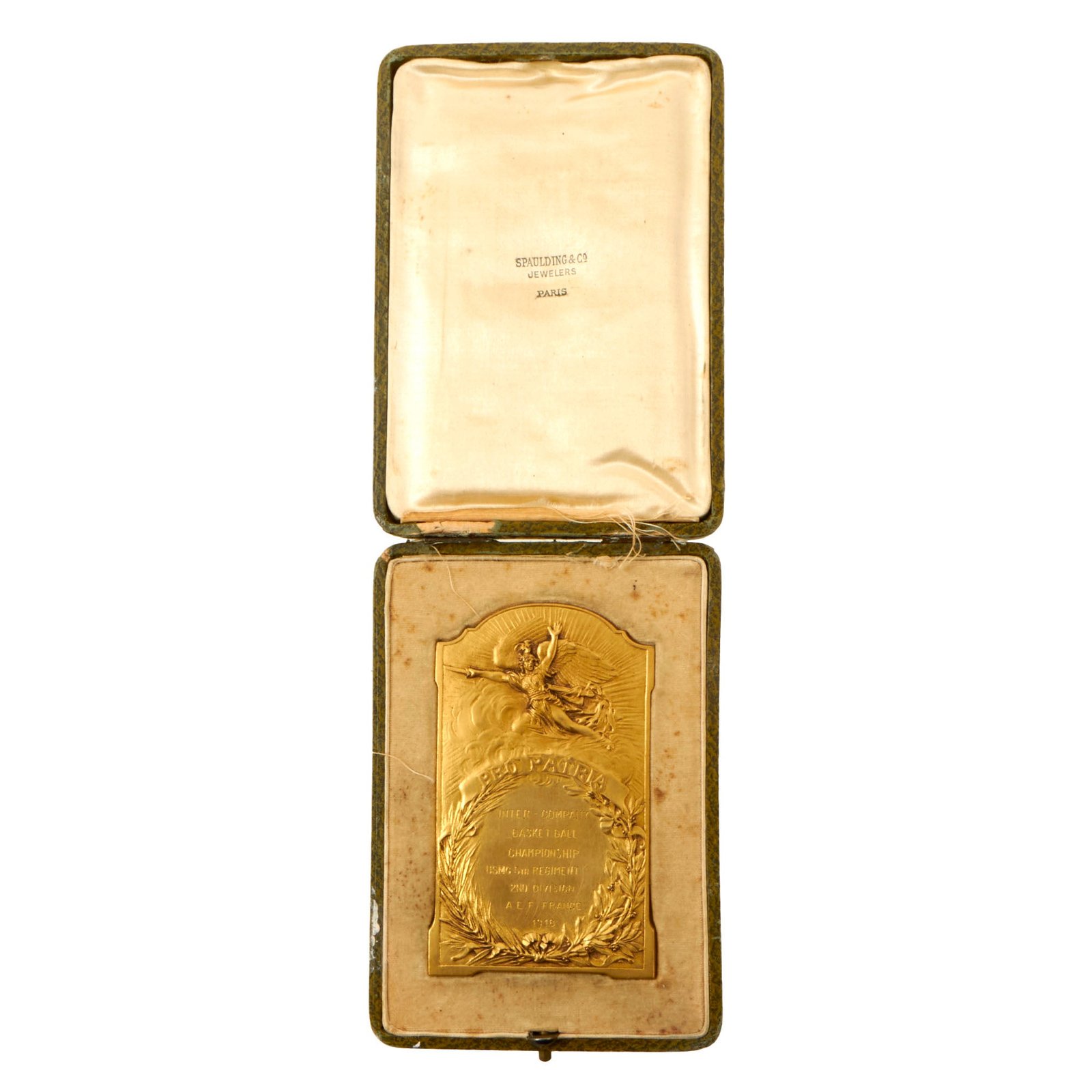 Buy Original U.S. WWI USMC 2nd Division 5th Regiment Marine Corps French-Made Inter-Company Basketball Championship Table Medal in Original Case | Original Firearms Antique For Sale