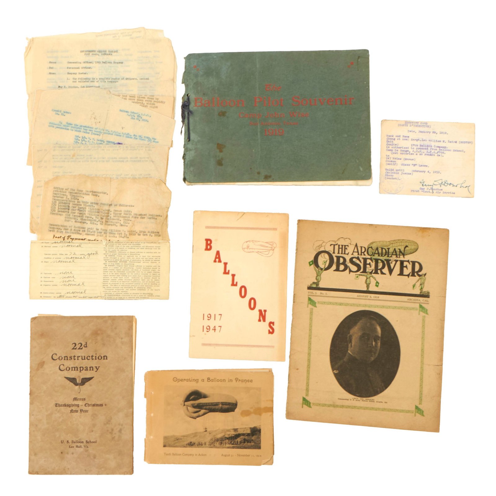 Buy Original U.S. WWI 17th Balloon Company Ephemera & Souvenir Book Grouping with Original AEF Documents | Original Firearms Antique For Sale