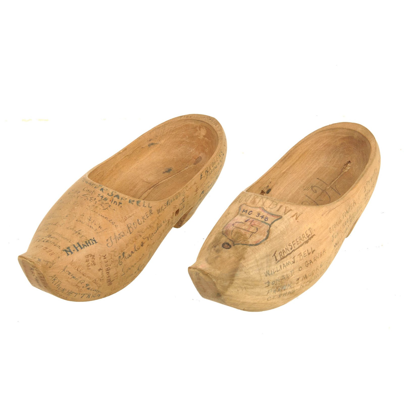 Buy Original U.S. WWI 87th Division 348th Infantry Trench Art Clogs with Record of Division & Signed by Men of Regiment | Original Firearms Antique For Sale