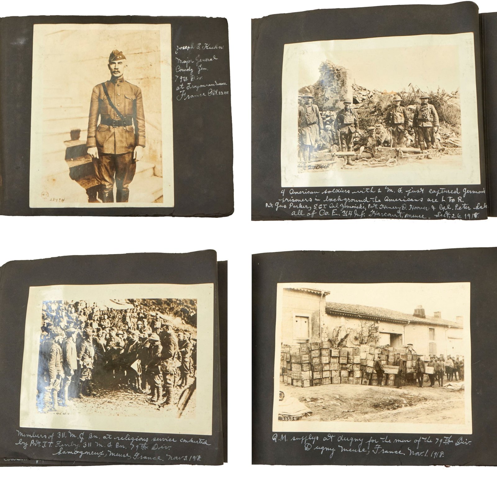 Buy Original U.S. WWI Named 79th Division Photo Album of Signal Corps Photos with Captions - Walter Lafferty, 314th Infantry - 82 Signal Corps Photographs Total | Original Firearms Antique For Sale