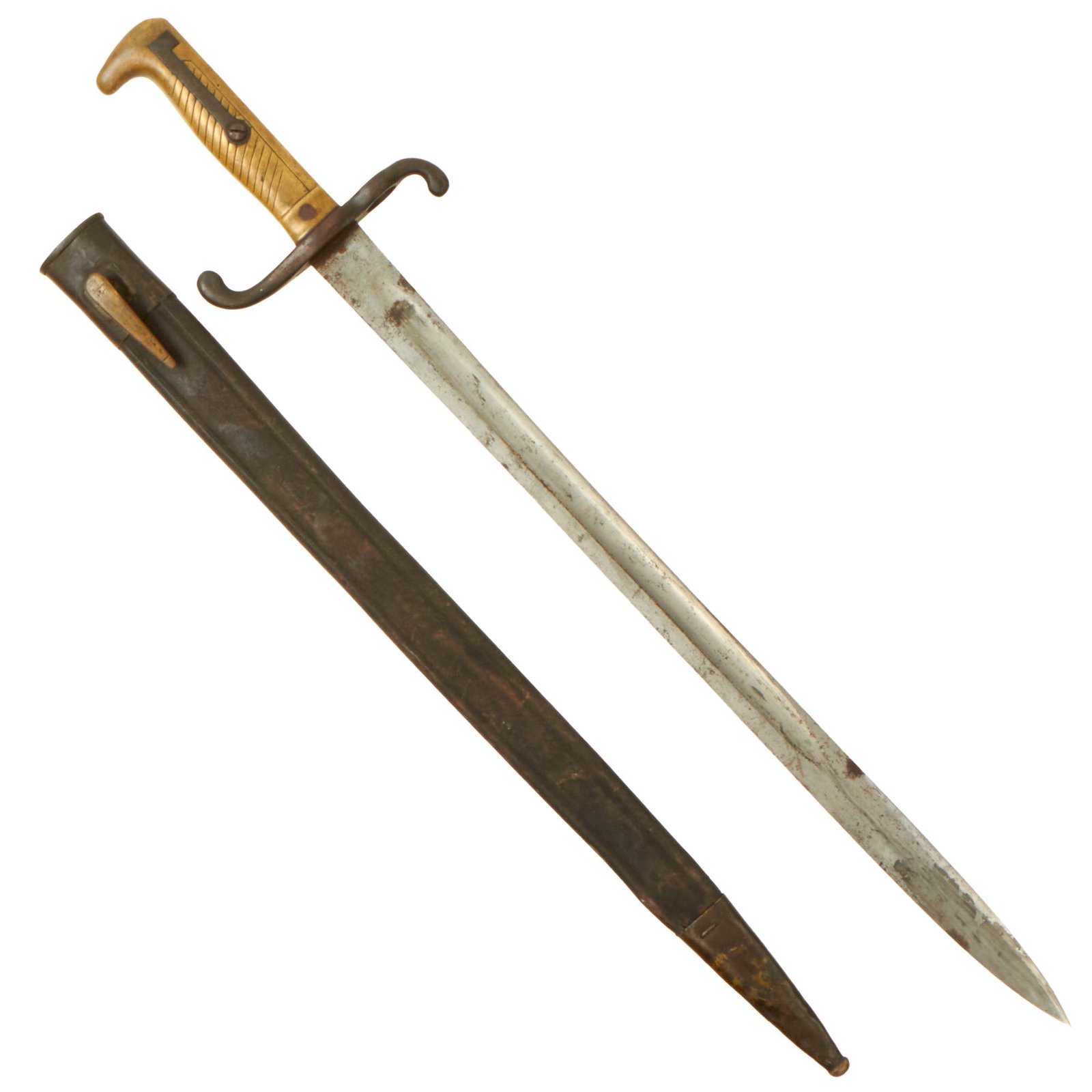 Buy Original German Mauser Model 1871 Rifle Bayonet by Coulax & Cie. of Klingenthal with Scabbard - 109th Infantry Regiment Marked - Dated 1874 | Original Firearms Antique For Sale
