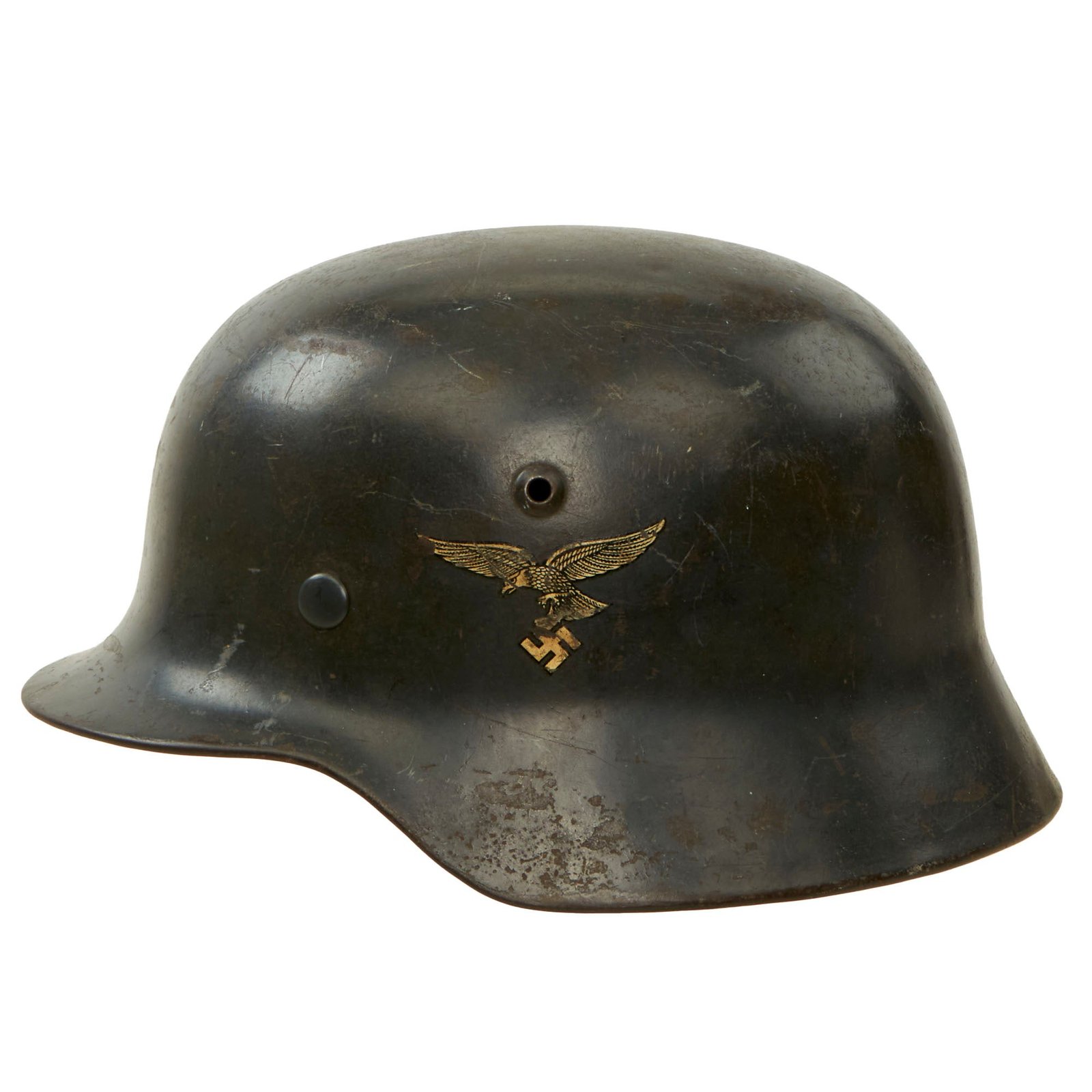 Buy Original German WWII Luftwaffe M35 Double "Droop Tail" Decal Steel Helmet with 1936 Dated Liner - marked ET66 | Original Firearms Antique For Sale