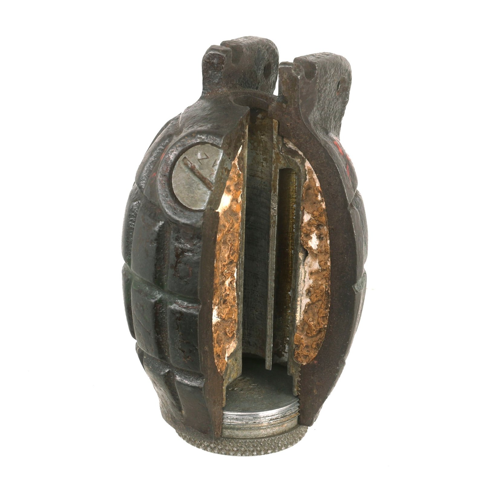 Buy Original British WWI No. 5 Mk. 1 Training Cutaway Mills Bomb by Howard & Bullough Ltd. - Dated December 1915 | Original Firearms Antique For Sale