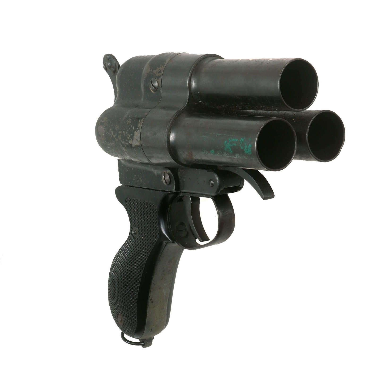 Buy Original Japanese WWII Imperial Navy Nambu Type 90 Three Barrel Flare Signal Pistol with Carrying Holster - Serial 5127 | Original Firearms Antique For Sale