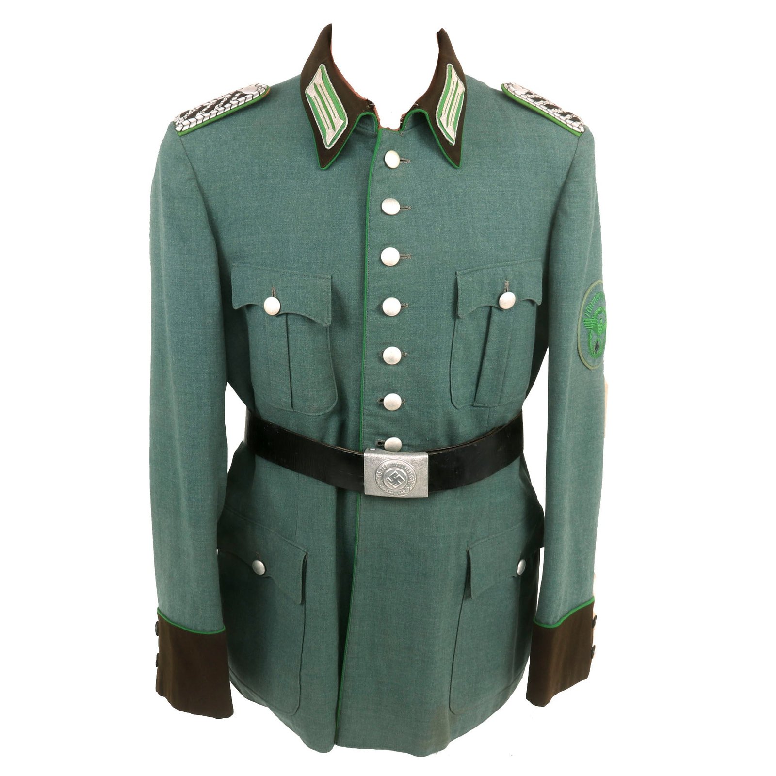 Buy Original German WWII Nürnberg-Fürth District Schutzpolizei Meister NCO's M36 Field Tunic with Police Belt - Schupo | Original Firearms Antique For Sale