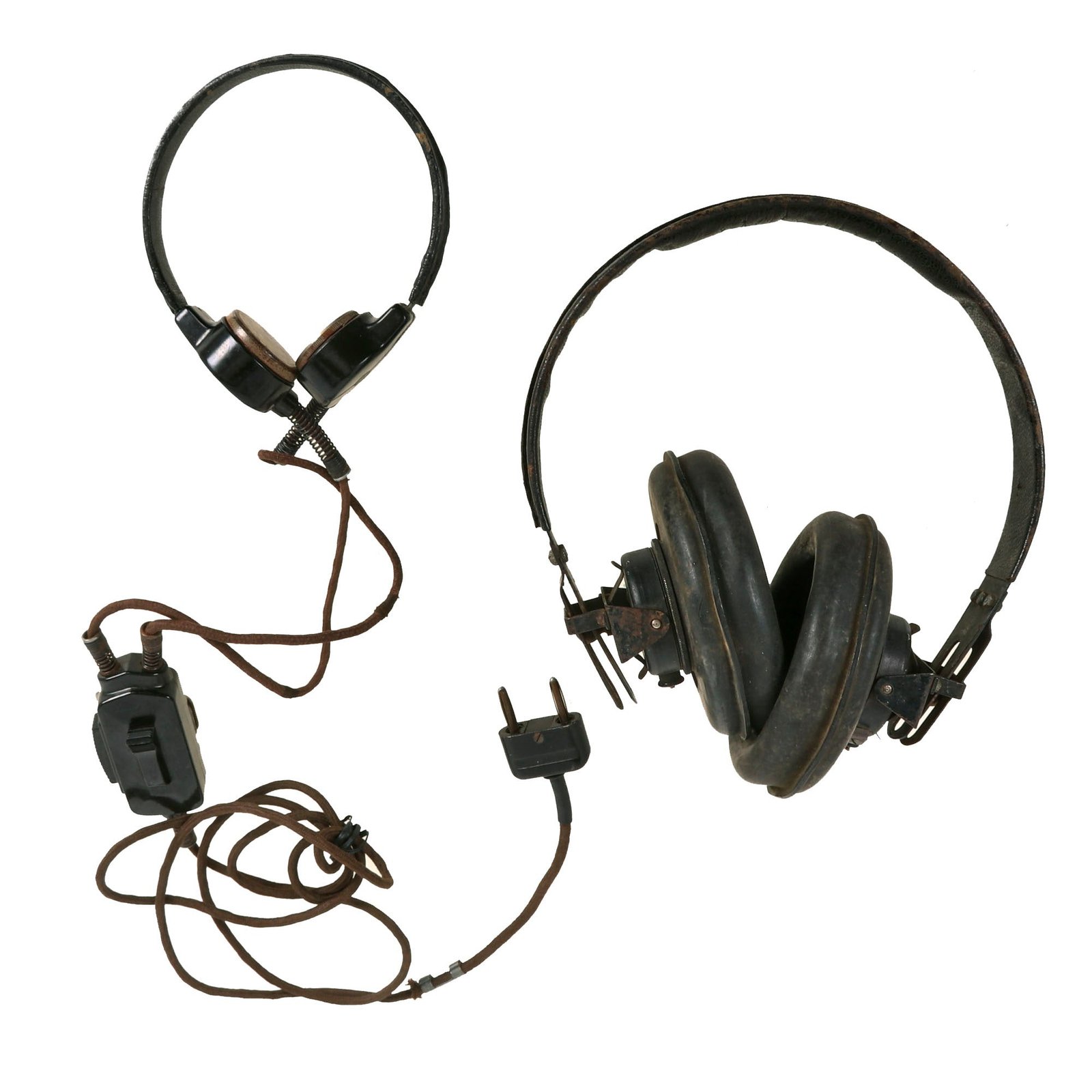 Buy Original German WWII Panzer Armored Vehicle Model B Headset with Throat Mic | Original Firearms Antique For Sale