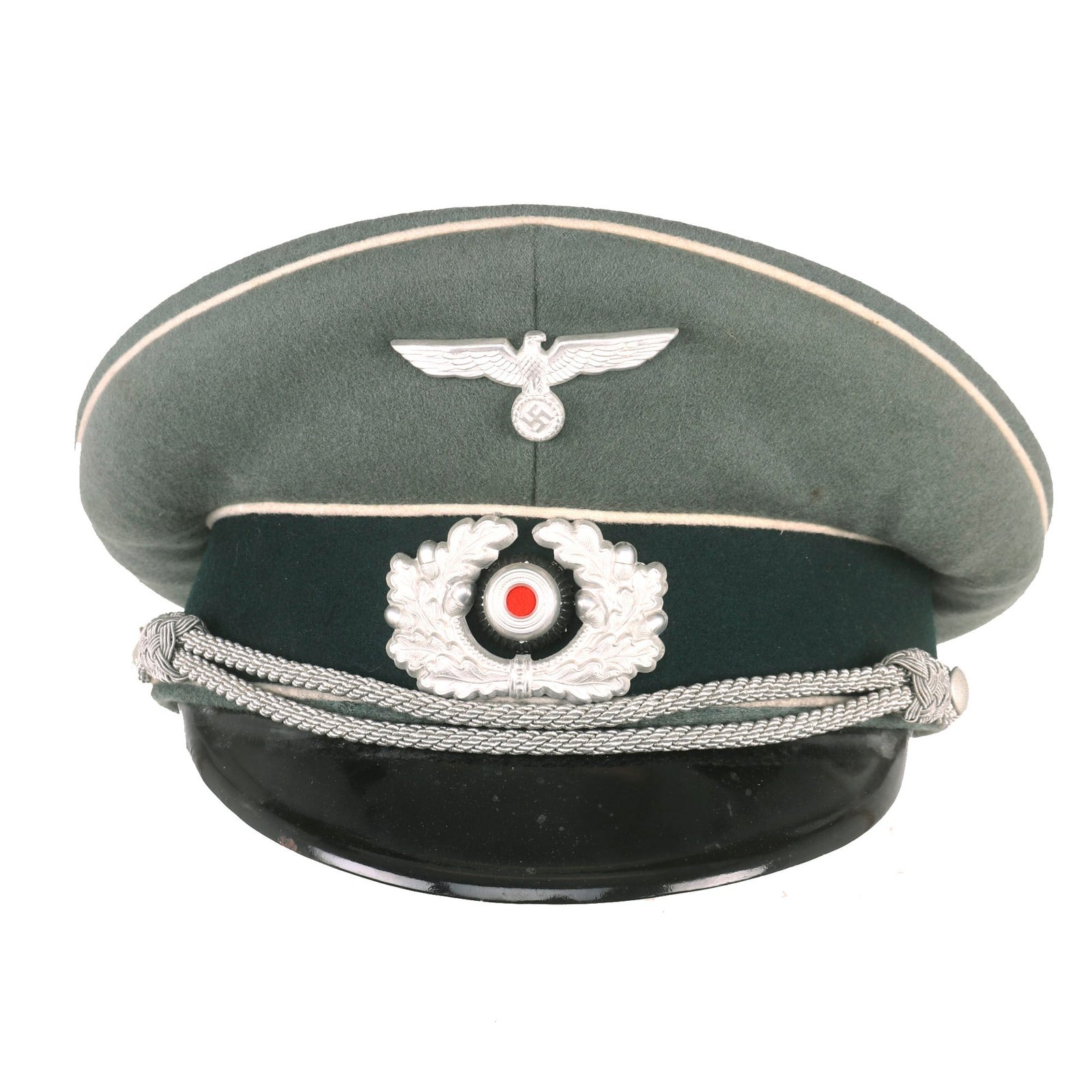 Buy Original German WWII Army Heer Infantry Officers Schirmmütze Visor Cap by Erstklassig Clemens Wagner - Size 57 | Original Firearms Antique For Sale