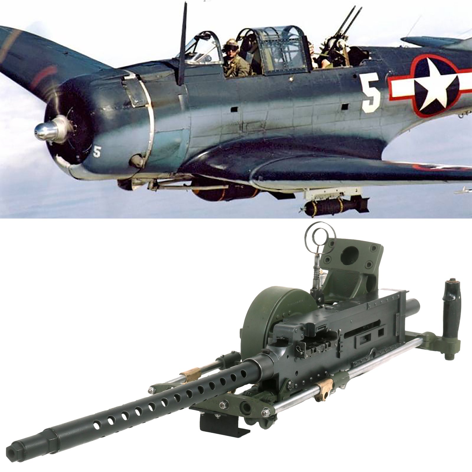 Buy Original U.S. WWII Douglas SBD Dauntless Browning Model AN/M2 .30 Caliber Aircraft Display Machine Gun with Dual Mount | Original Firearms Antique For Sale