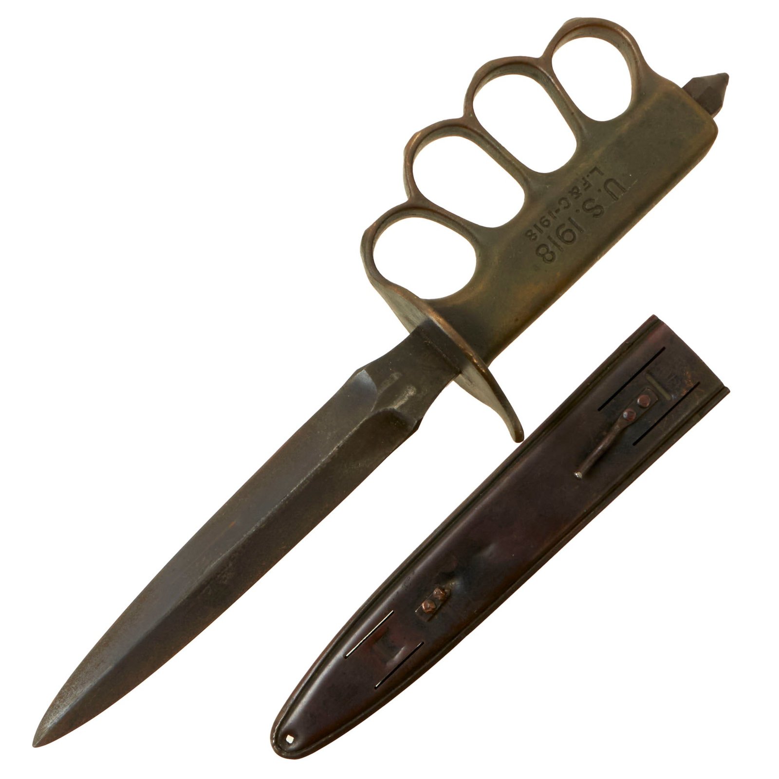 Buy Original U.S. WWI Model 1918 Mark I Trench Knife by L. F. & C. with Matching Steel Scabbard | Original Firearms Antique For Sale