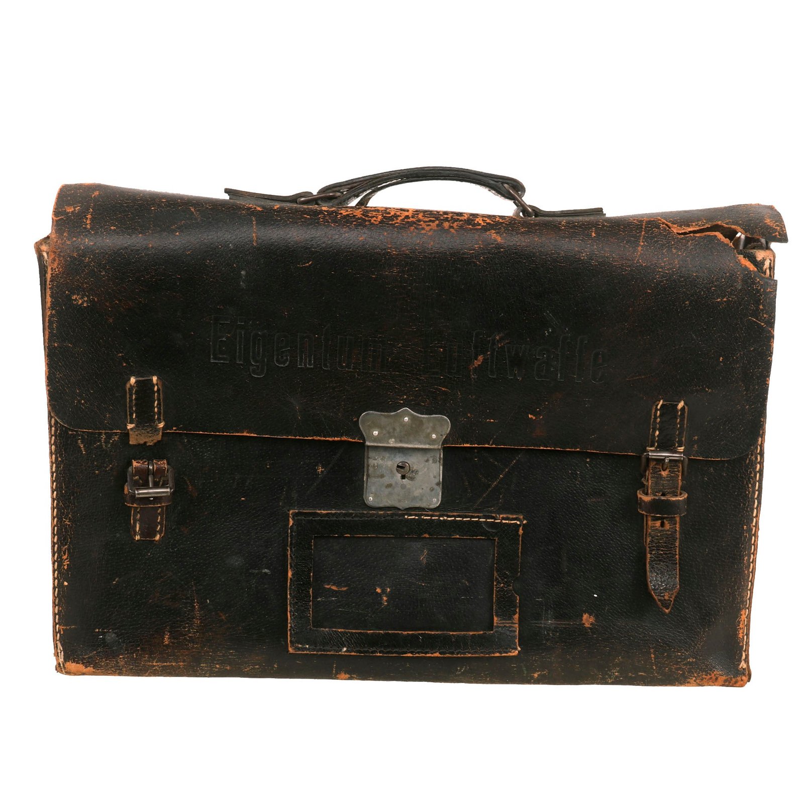 Buy Original German WWII Eigentum Luftwaffe Marked Leather Carrying Case with Handle & Vial | Original Firearms Antique For Sale