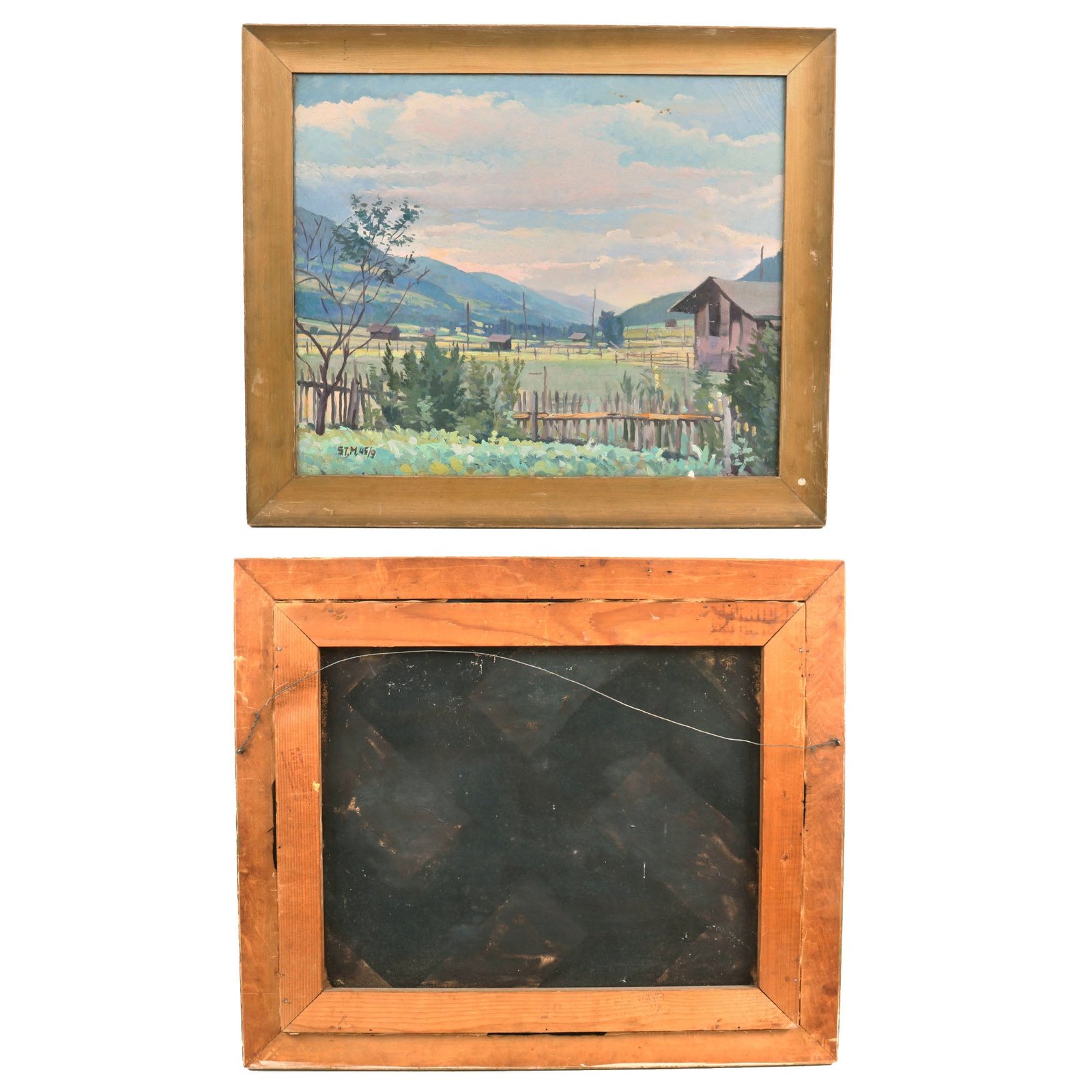Buy Original German WWII USGI Captured Flag Insignia Section Used as Canvas for 1945 Dated Painting - 25 ½" × 21 ½" | Original Firearms Antique For Sale