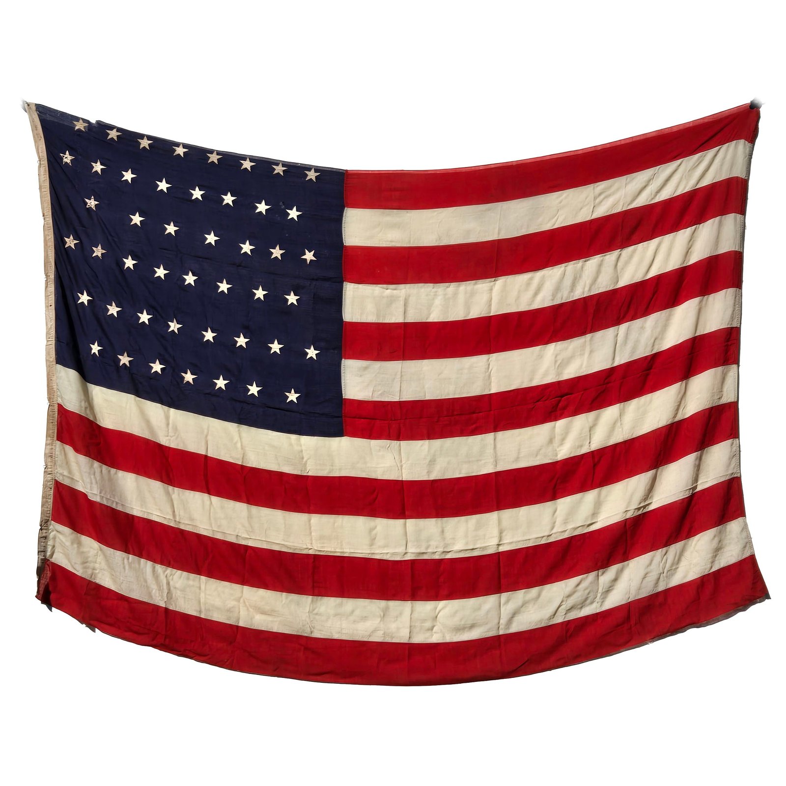 Buy Original U.S. Pre-WWI 46 Star Multi-Piece Cloth National Flag Marked Apgar Bros - 8 x 11 Feet | Original Firearms Antique For Sale