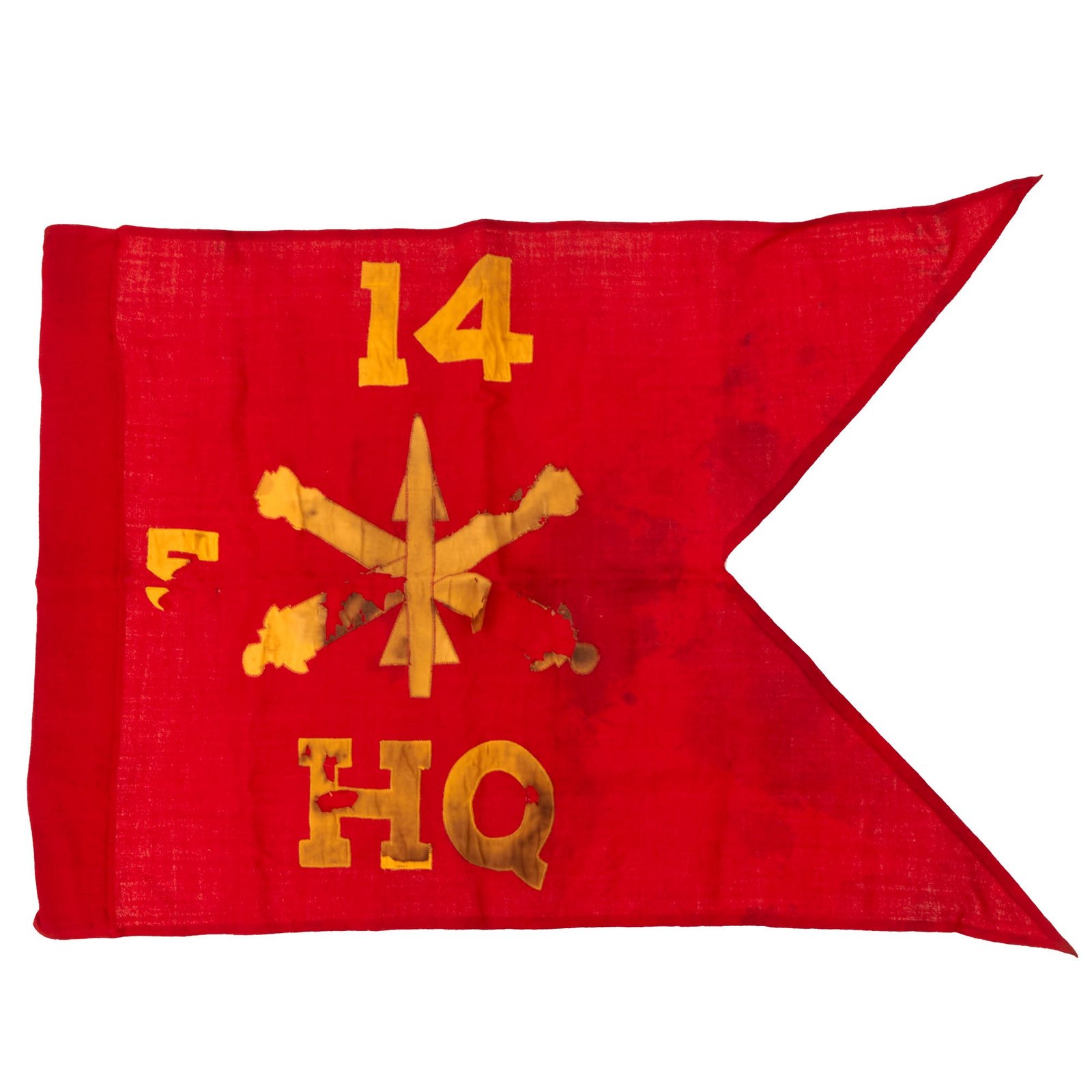 Buy Original U.S. 14th Air Defense Artillery 5th Battalion Headquarters Swallowtail Guidon - 20 x 29” | Original Firearms Antique For Sale
