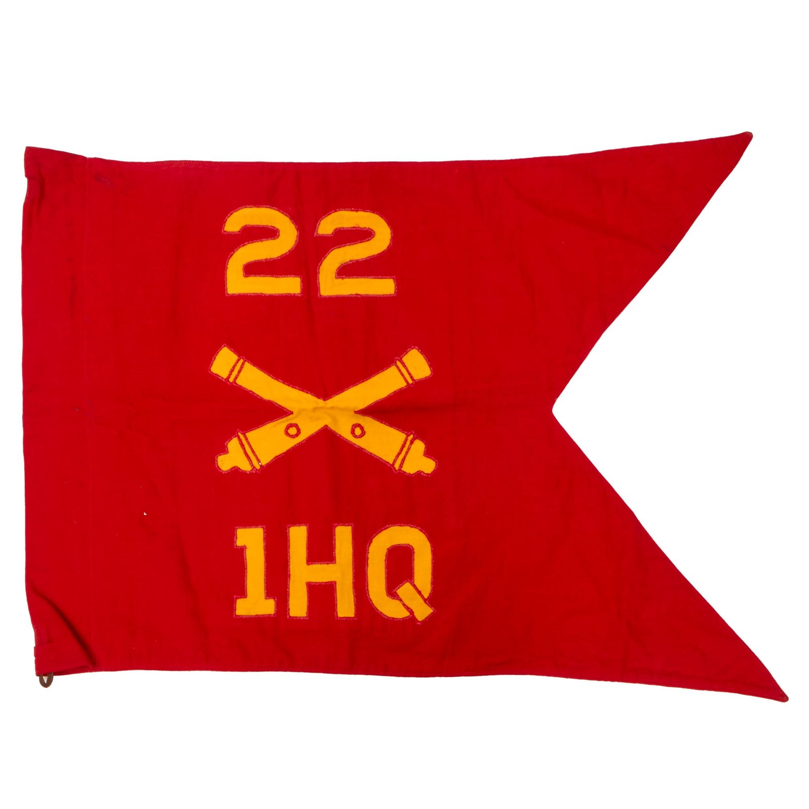 Buy Original U.S. WWII 22nd Field Artillery 1st Battalion Headquarters Swallowtail Guidon - Invasion of Normandy - 19 x 27” | Original Firearms Antique For Sale