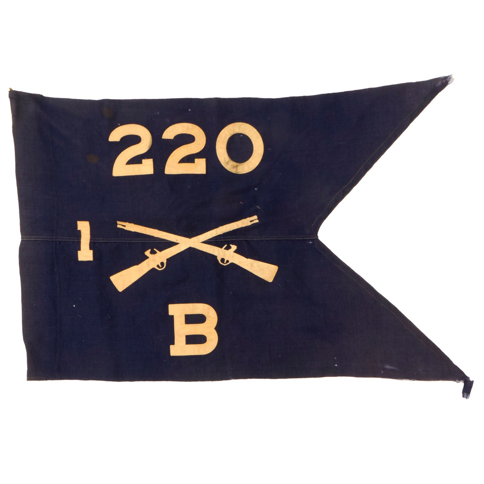 Buy Original U.S. WWII 220th Infantry Regiment 1st Battalion Company B Swallowtail Guidon Pennant | Original Firearms Antique For Sale