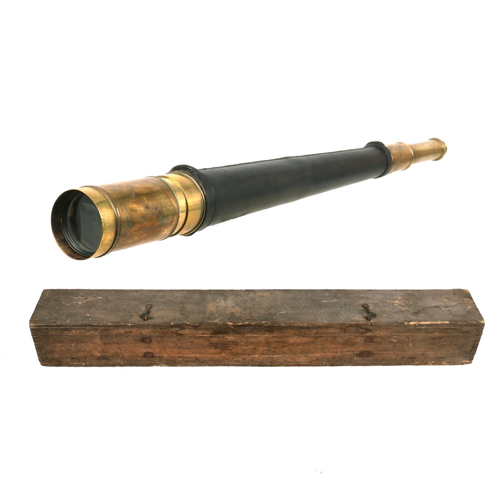 Buy Original Franco-Prussian War Era Brass & Leather Naval Telescope by Edmond Lorieux of Paris in Original Case | Original Firearms Antique For Sale