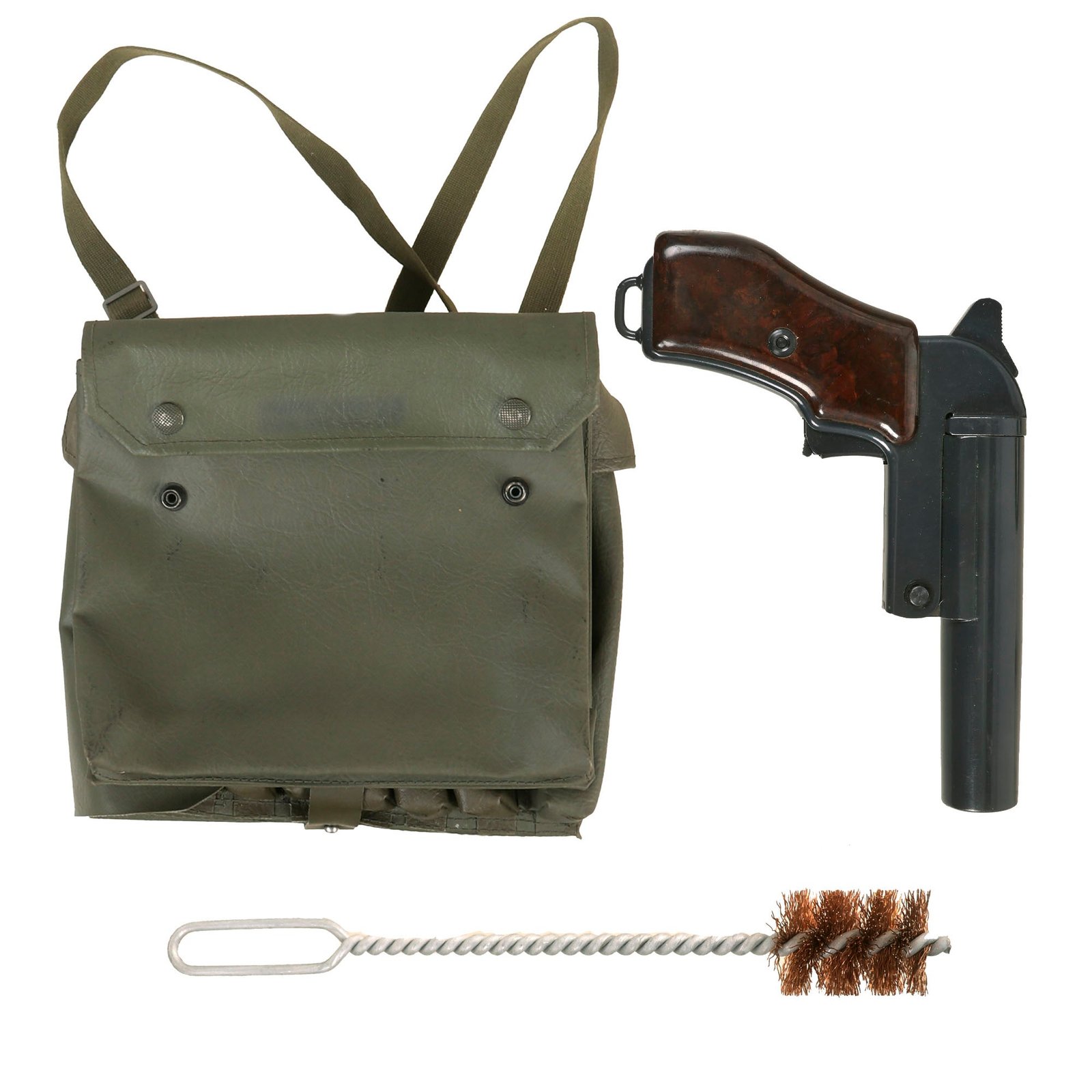 Buy Original Czech Cold War Era Model VZ 44/67 Flare Gun with Carrying Pouch - Copy of Soviet SPSh-44 Flare Gun - Dated 1979 | Original Firearms Antique For Sale