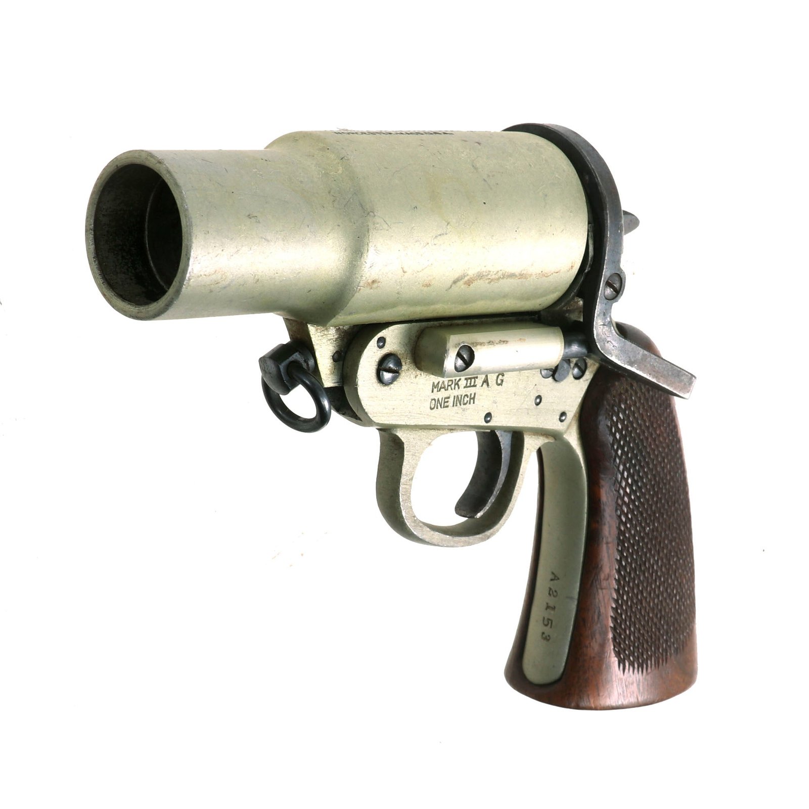 Buy Original U.S. Lend-Lease British MkIII AG Signal Flare Pistol by Harrington & Richardson - Serial Number A2153 | Original Firearms Antique For Sale