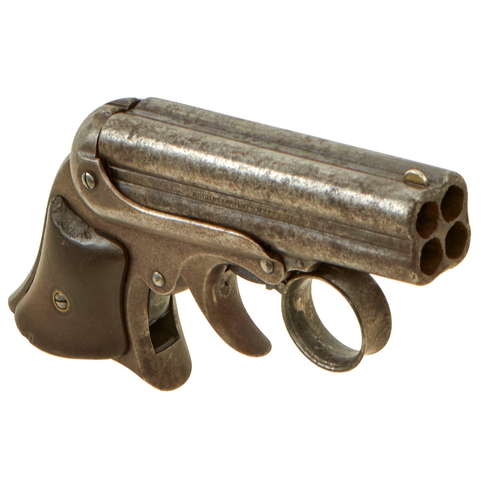 Buy Original U.S. Remington Elliot's 1861 Patent .32cal 4 Barrel Pepperbox Tip-Up Pistol - Serial 9763 | Original Firearms Antique For Sale