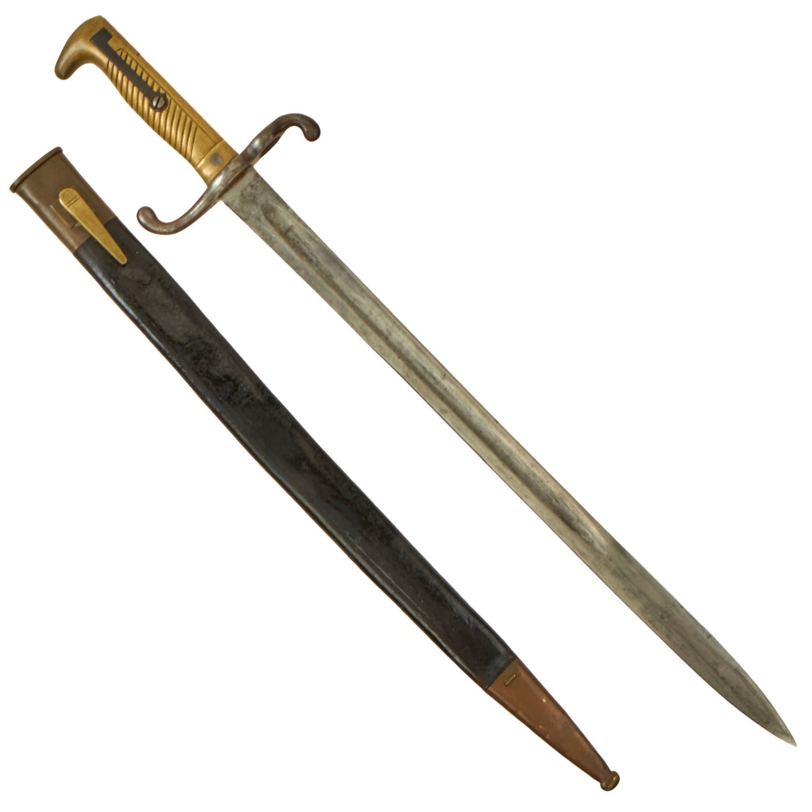 Buy Original German Mauser Model 1871 Rifle Bayonet by Gebrüder Weyersberg with Scabbard - 31st Infantry Regiment Marked - Dated 1875 | Original Firearms Antique For Sale