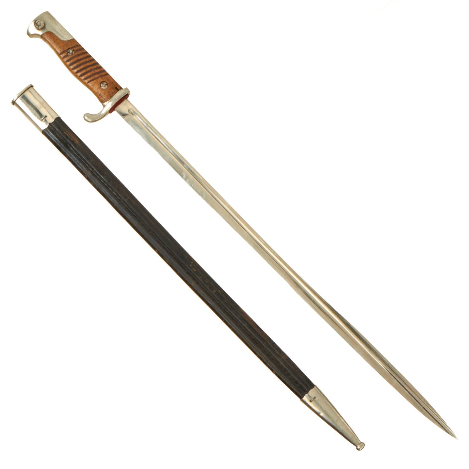 Buy Original German WWI M1898 GEW 98 Nickel Plated Parade Bayonet with Scabbard | Original Firearms Antique For Sale