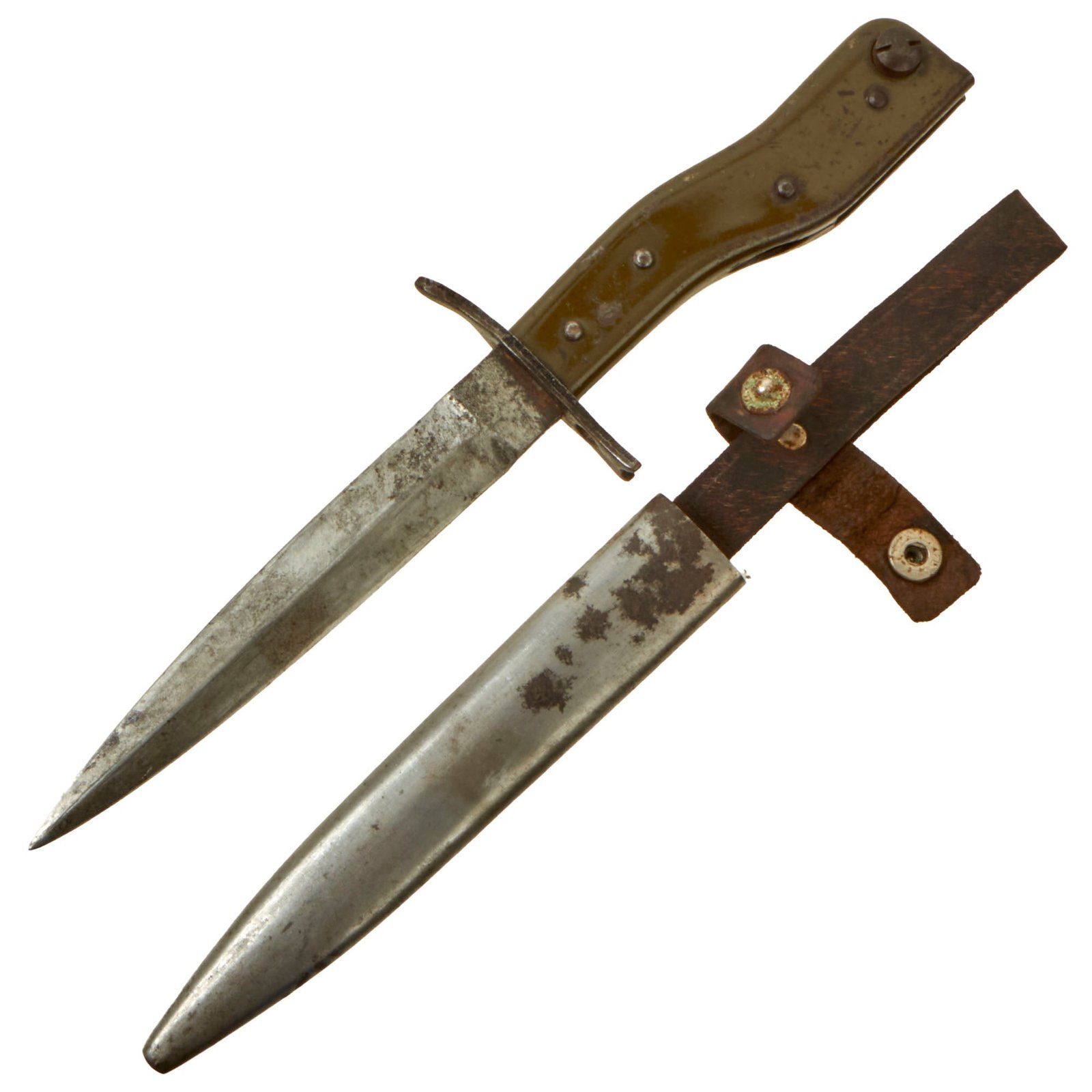 Buy Original Imperial German WWI DEMAG Style Crank Handle Ersatz Trench Knife Bayonet with Scabbard | Original Firearms Antique For Sale