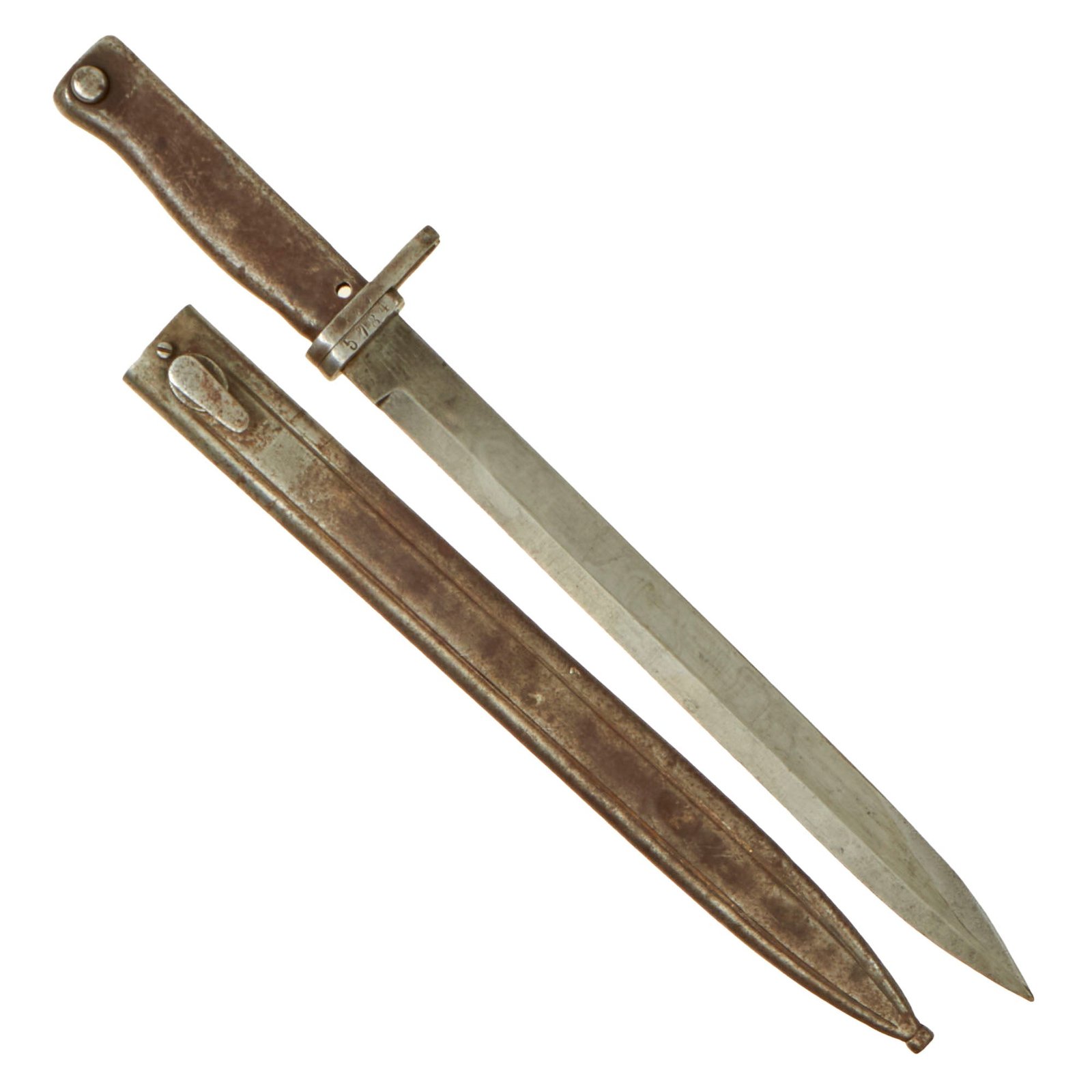 Buy Original German WWI Steel Hilt 12" Blade Ersatz Bayonet with Scabbard - Carter Type EB5 | Original Firearms Antique For Sale