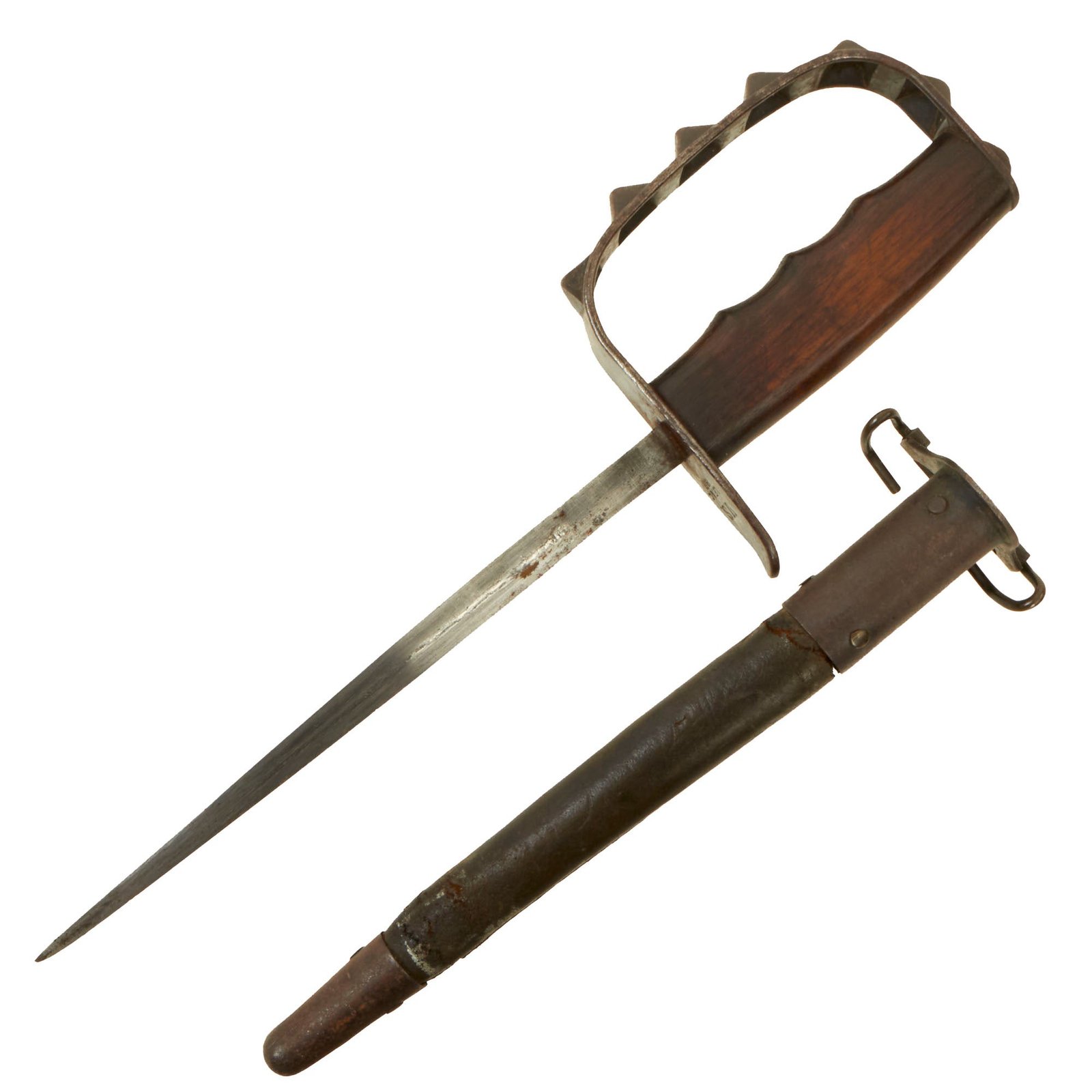 Buy Original U.S. WWI M1917 Knuckle Duster Trench Knife with Original Scabbard | Original Firearms Antique For Sale