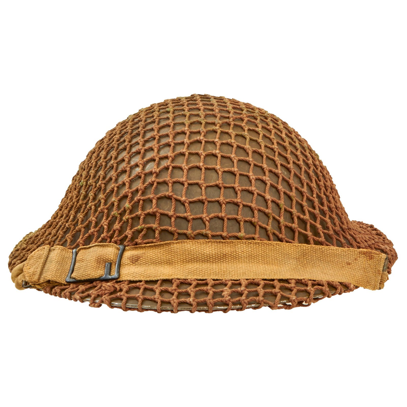 Buy Original British/Commonwealth WWII Brodie MkII Steel Helmet with Helmet Net & Chinstrap - Dated 1942 | Original Firearms Antique For Sale
