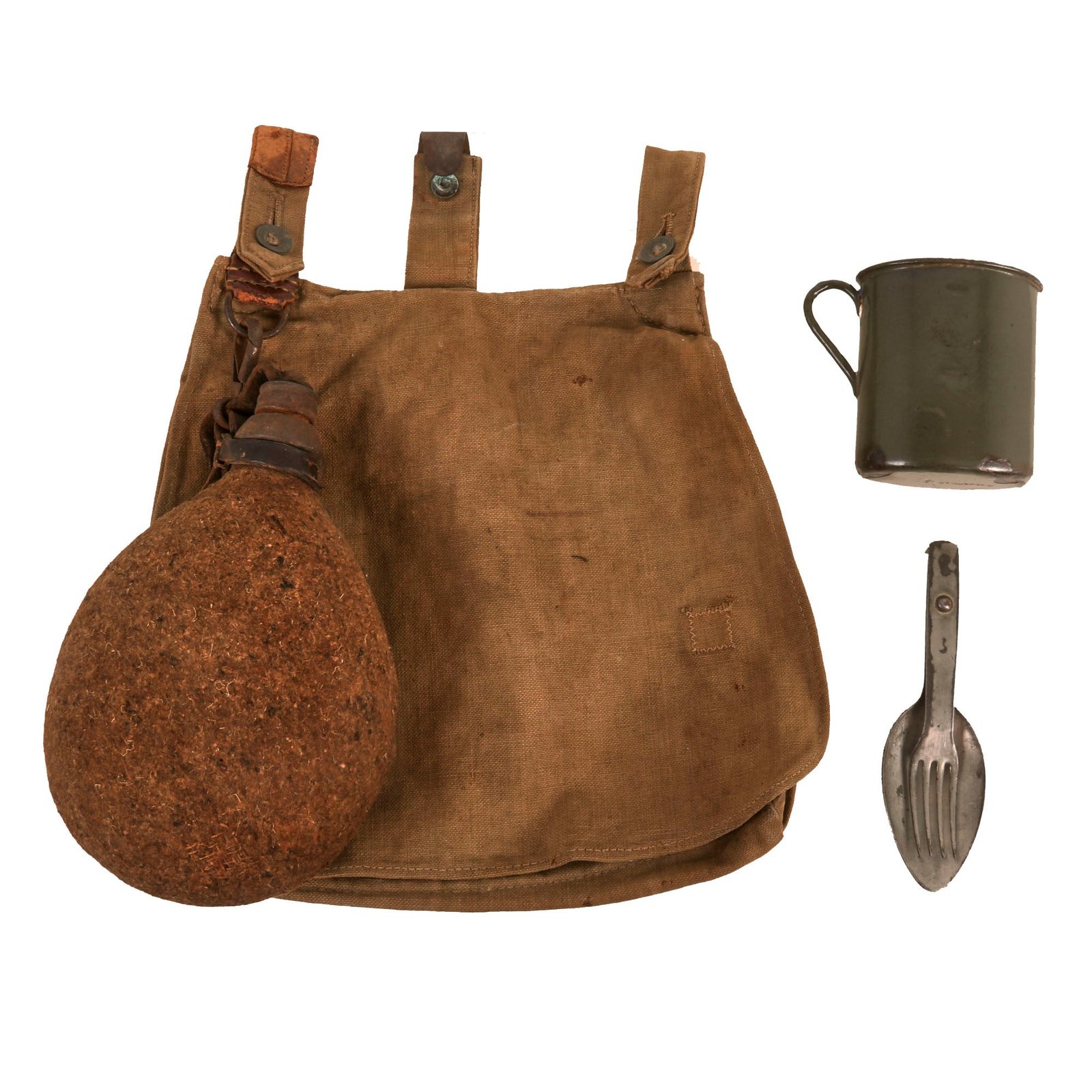 Buy Original Imperial German WWI Named Model 1887/14 Bread Bag with Canteen & Cup - Dated 1916 | Original Firearms Antique For Sale