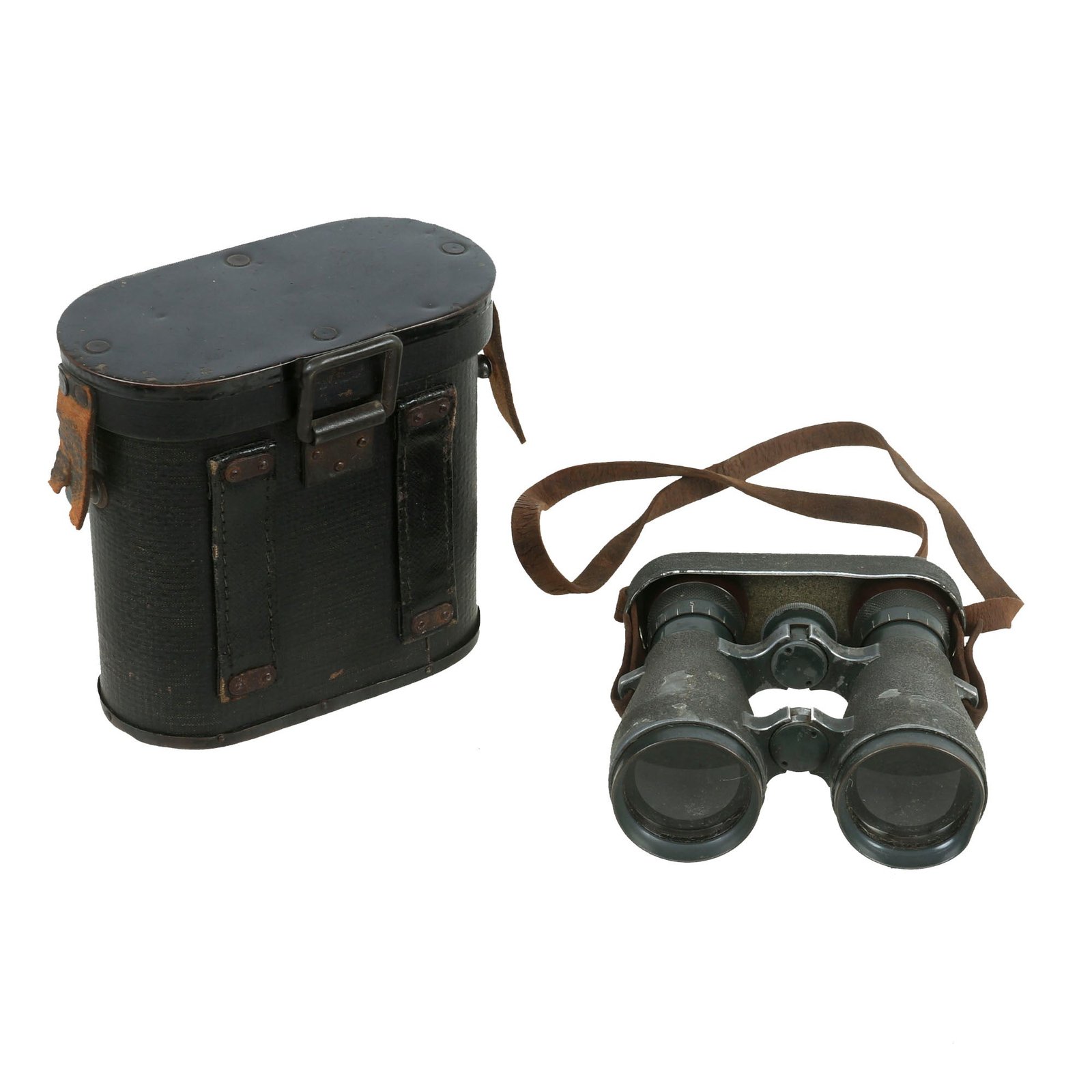 Buy Original Imperial German WWI Frenglas 08 Binoculars by Emil Busch A.G. with Eye-Cover and Named Carrying Case | Original Firearms Antique For Sale