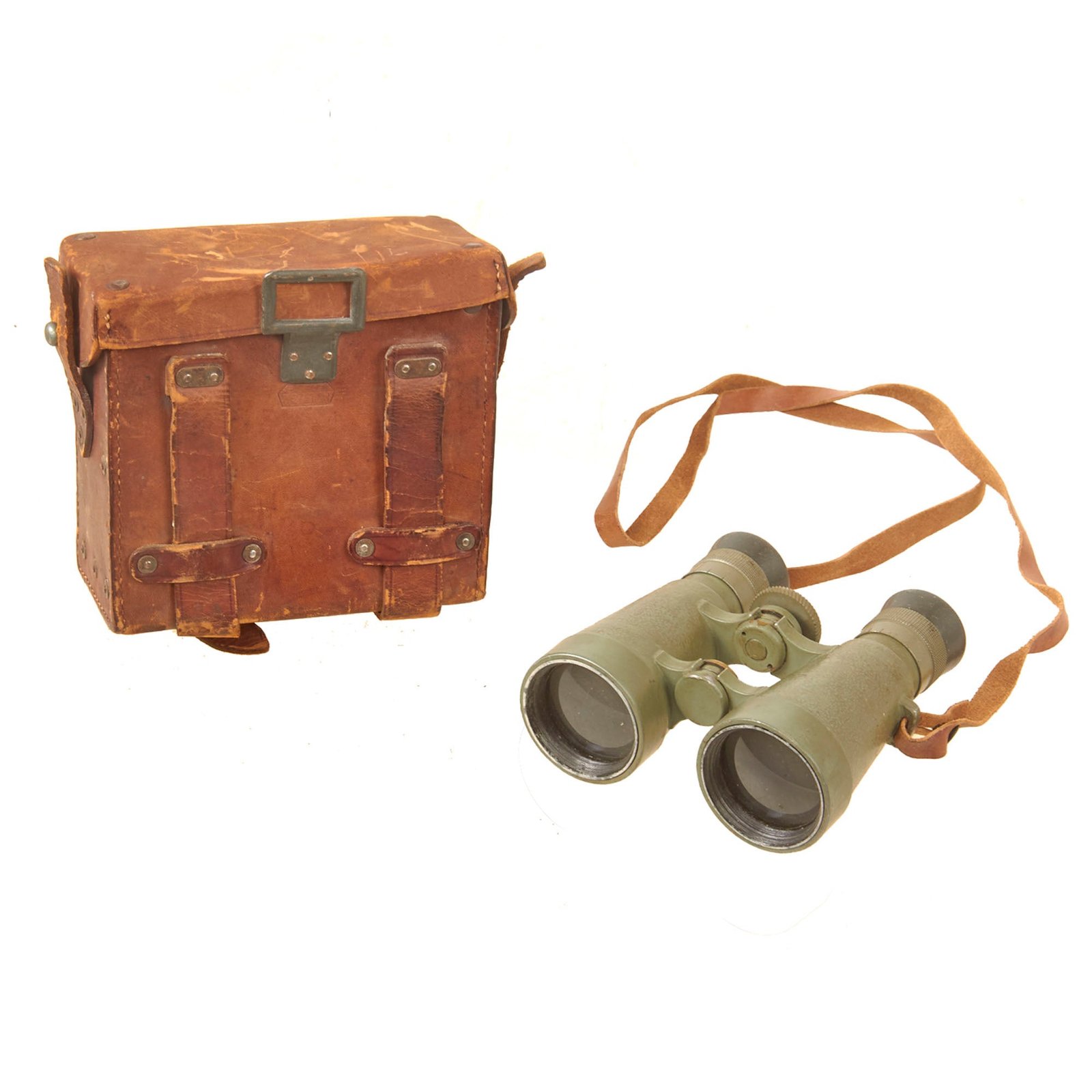 Buy Original Imperial German WWI Reichswehr-Named Fernglas 08 Binoculars with Leather Case by E. Leitz, Wetzlar - Unteroffizier Stegner | Original Firearms Antique For Sale