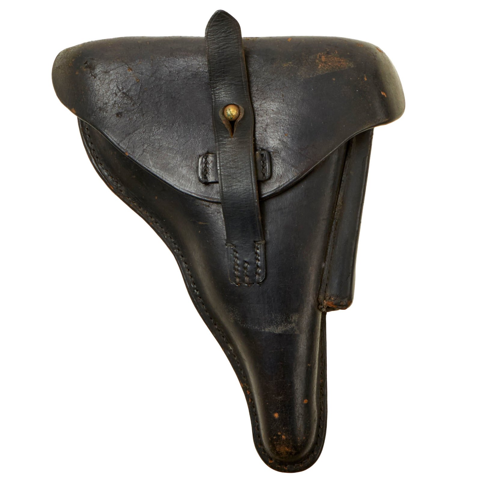 Buy Original German Pre-WWII Police-Marked Sunburst P08 Luger Holster with Wooden Placeholder Magazine by Otto Sindel - Dated 1933 | Original Firearms Antique For Sale