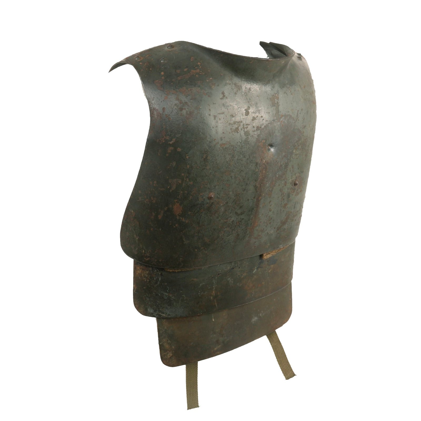Buy Original Imperial German WWI Battle Damaged Sappenpanzer Body Armor Set with 2 Sporran Plates & Replacement Straps by Fried. Krupp AG | Original Firearms Antique For Sale