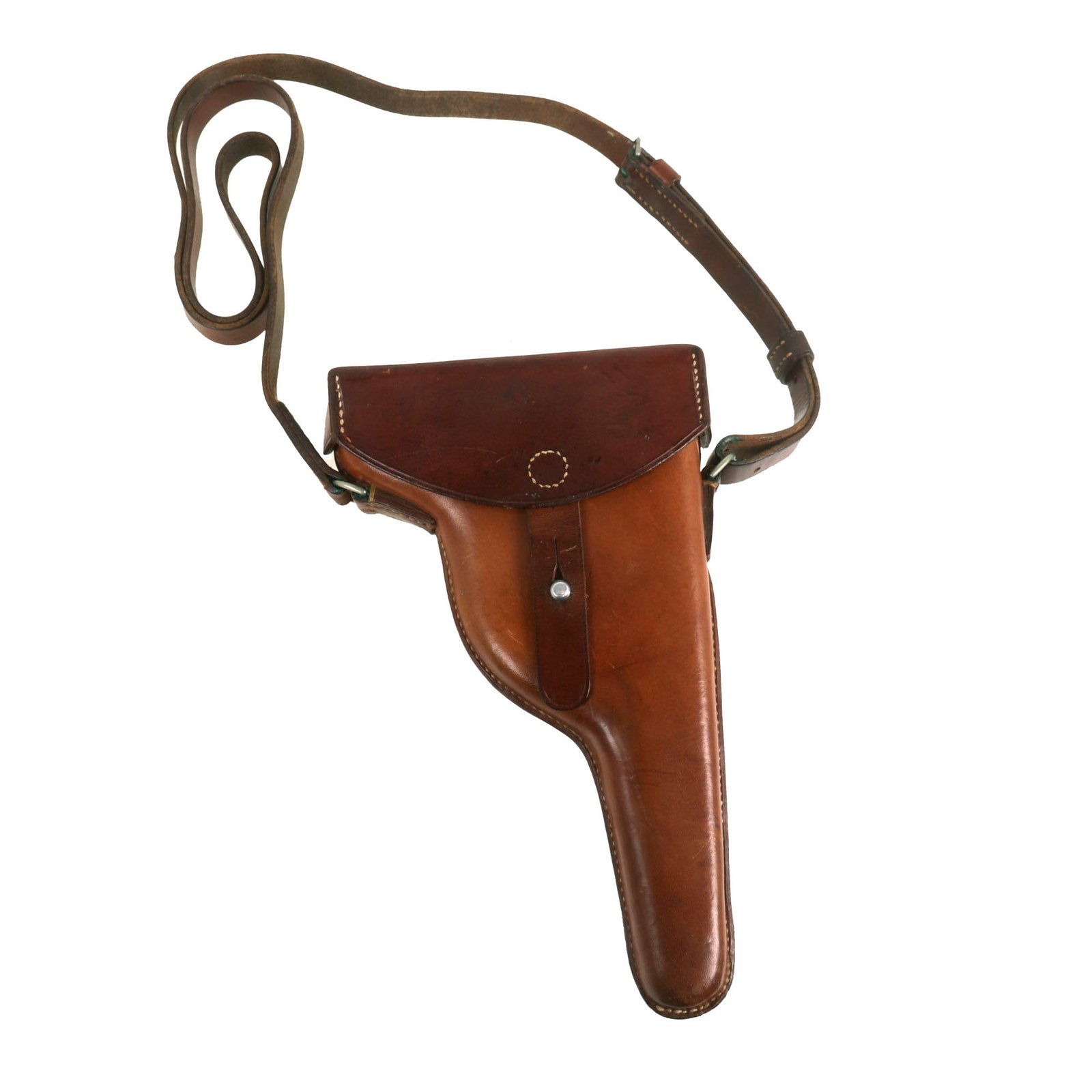 Buy Original Swiss WWII Luger Pistol Holster Made from Altered 1882 Revolver Holster by Fr. Studer Grafenried with Shoulder Strap - Dated 1941 | Original Firearms Antique For Sale