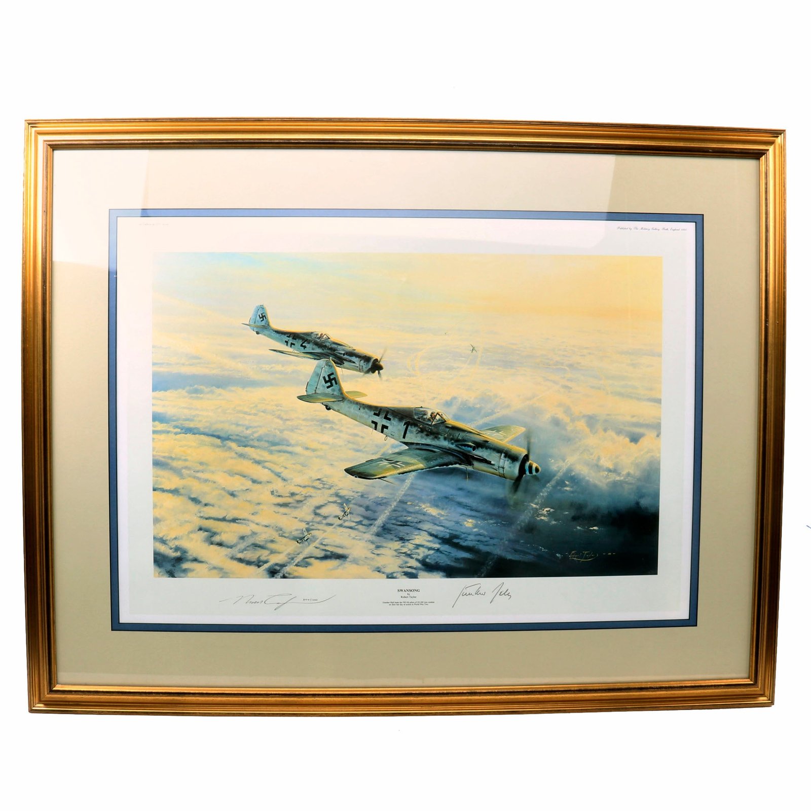 Buy Original Signed Limited Edition Print: Framed “SwanSong” by Robert Taylor Signed by Gunther Rall - 31 x 40” - 897/1250 | Original Firearms Antique For Sale
