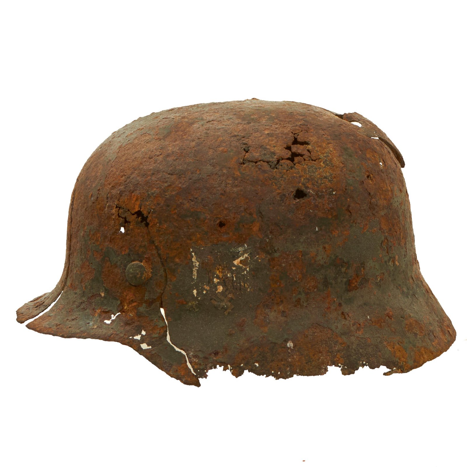 Buy Original German WWII Stalingrad Battlefield Dug Double Decal M40 Relic Helmet Shell - Size 64 | Original Firearms Antique For Sale