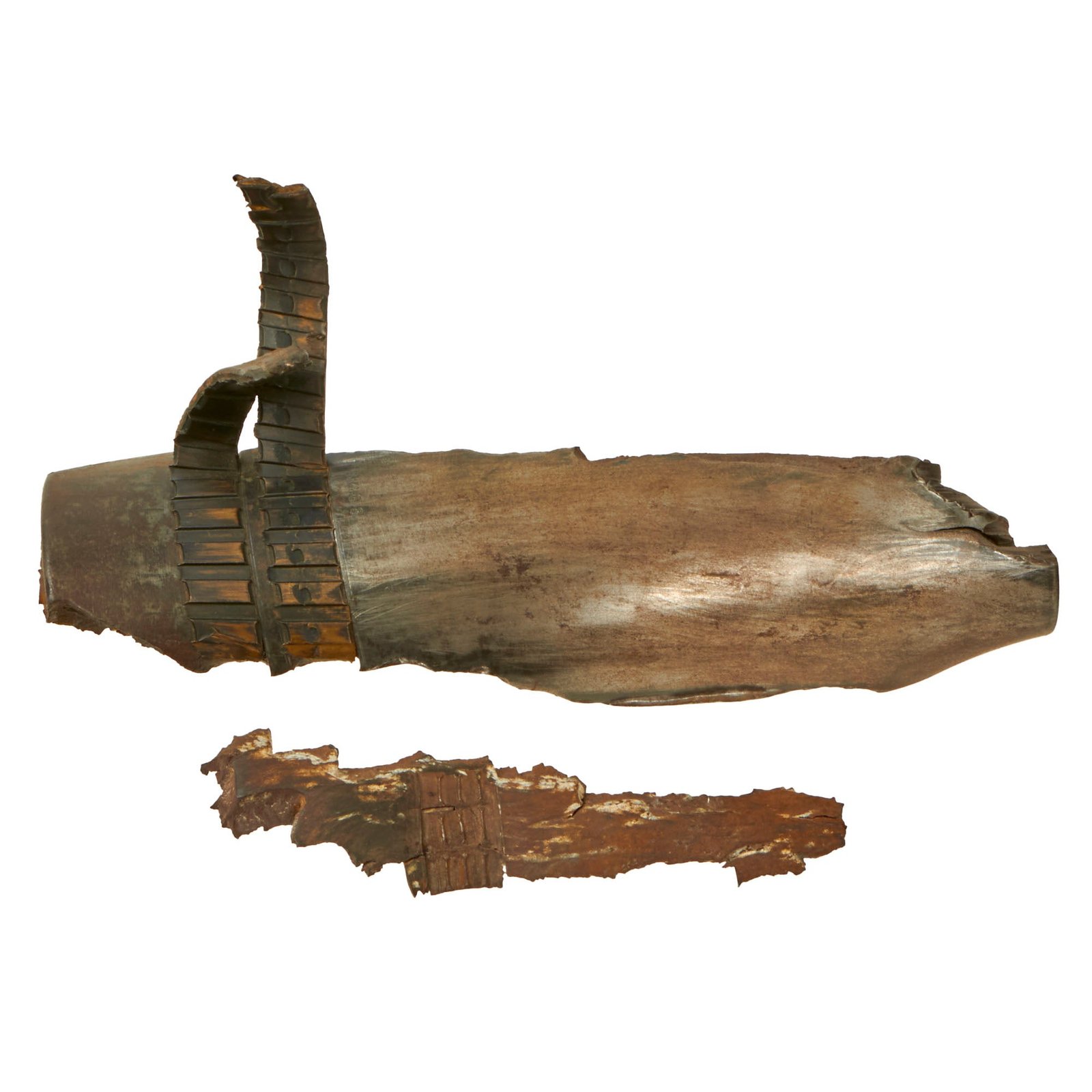 Buy Original Imperial German WWI “Exploded” Artillery Shell Fragment with Driving Band Blown Open with Smaller Piece | Original Firearms Antique For Sale