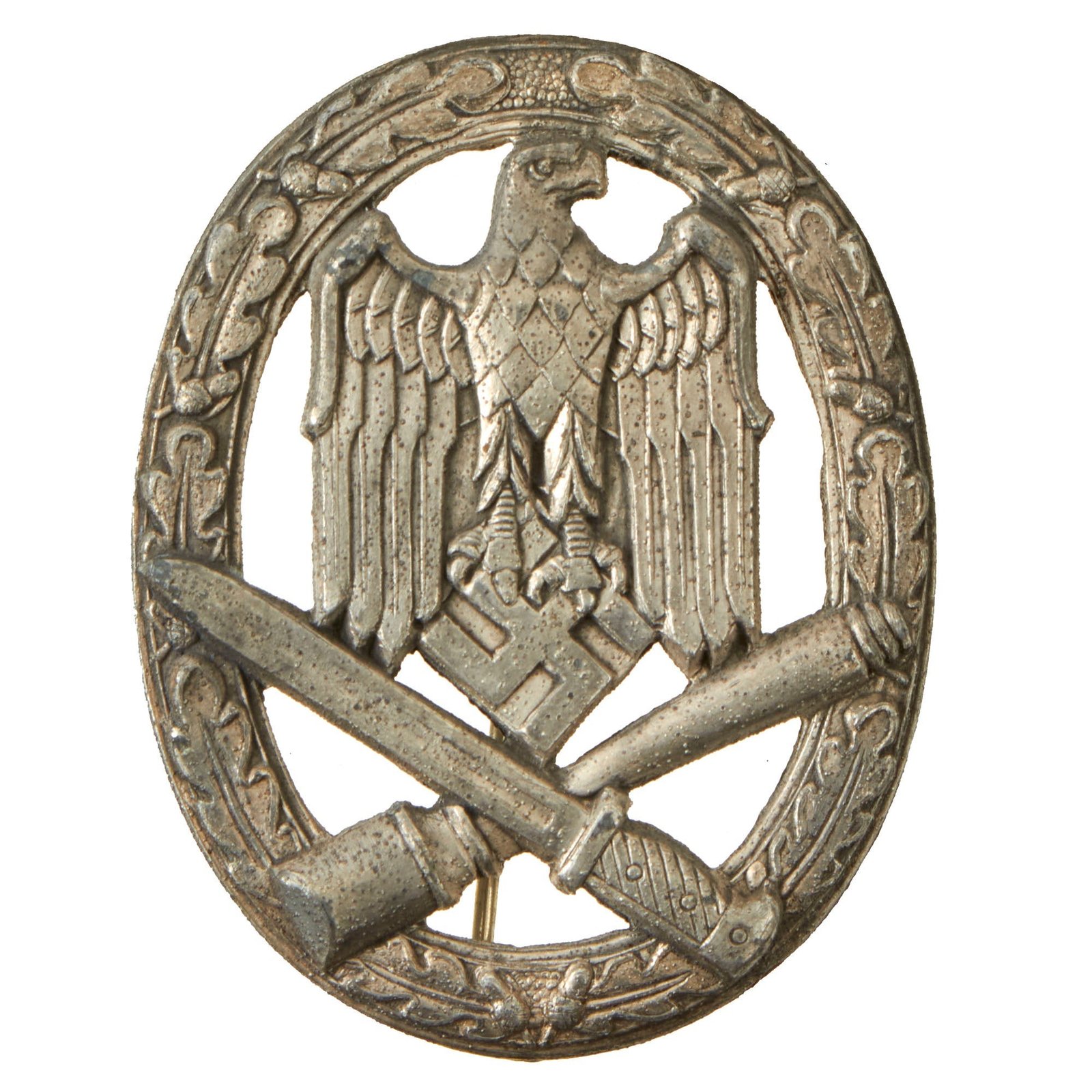 Buy Original German WWII Silver Grade General Assault Badge - Unmarked Solid Back | Original Firearms Antique For Sale