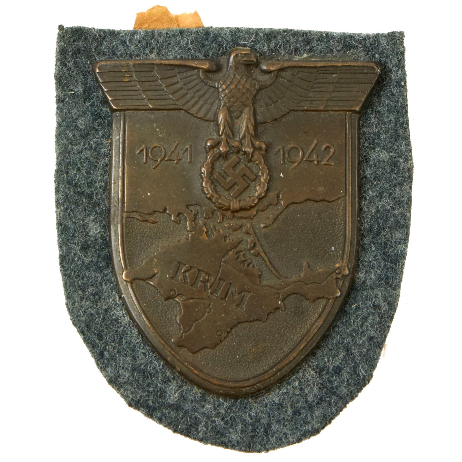 Buy Original German WWII Heer Army Crimea Krim Shield Decoration with Back Plate & Fabric - Krimschild | Original Firearms Antique For Sale
