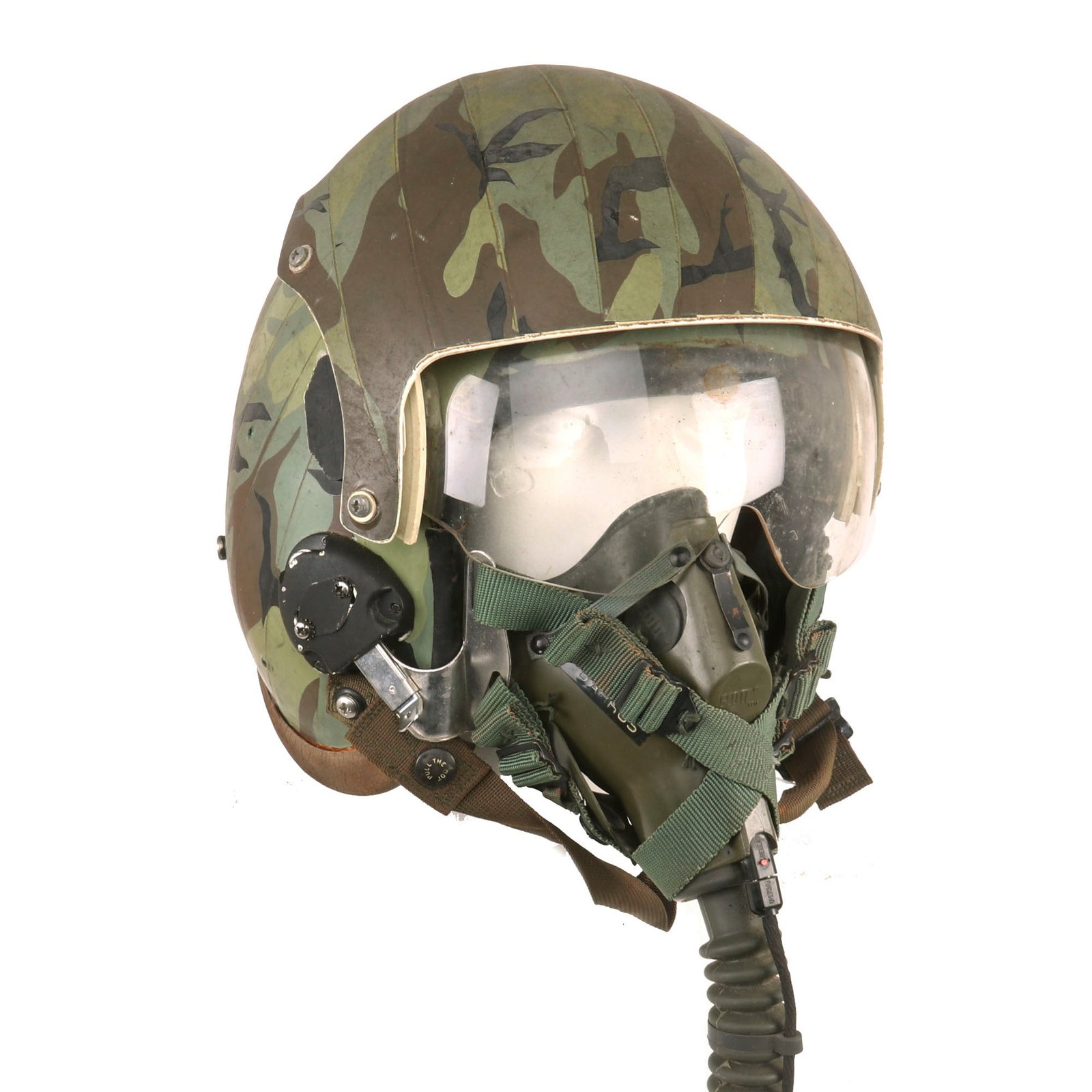 Buy Original U.S. Cold War Era Camouflage HGU-26/P Flight Helmet with Oxygen Mask and Helmet Bag | Original Firearms Antique For Sale