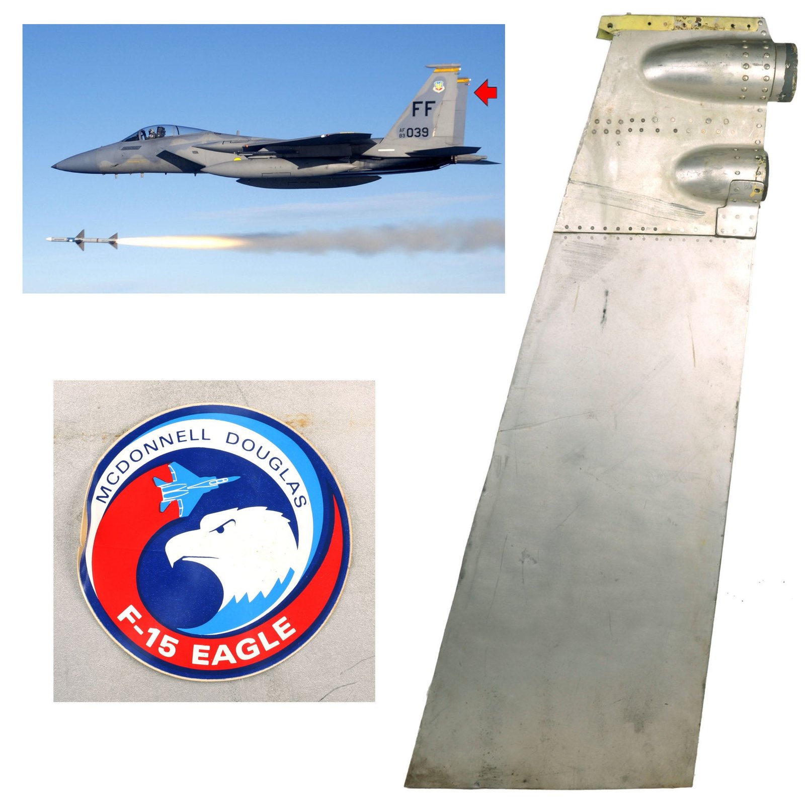 Buy Original U.S. 1985 Dated McDonnell Douglas F-15 Eagle Tactical Fighter Jet Aircraft Vertical Stabilizer Fin Section | Original Firearms Antique For Sale