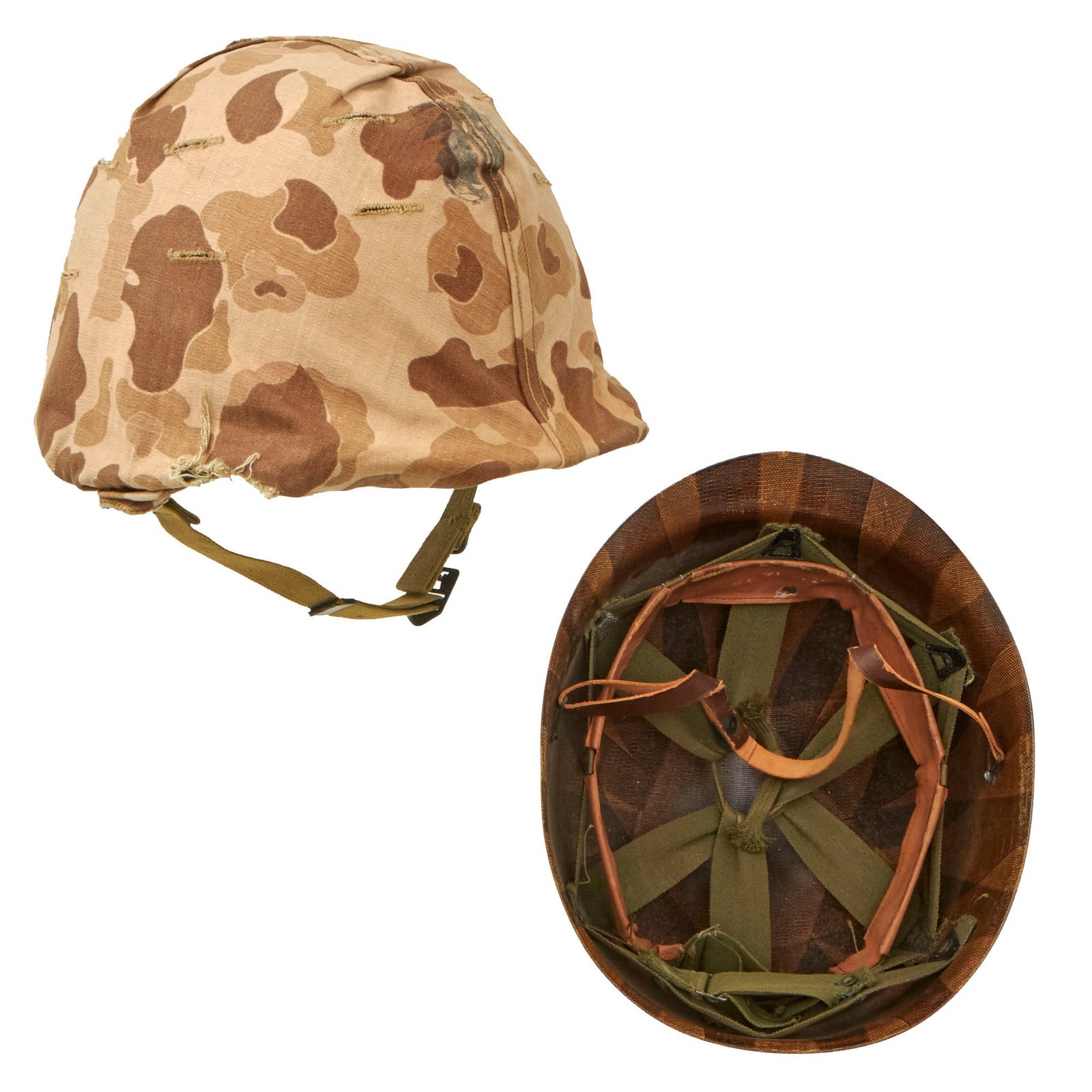 Buy Original U.S. Korean War USMC M1 Helmet with Westinghouse Liner and Blue Anchor 1953 USMC Cover With Stenciled Eagle, Globe and Anchor - Complete | Original Firearms Antique For Sale