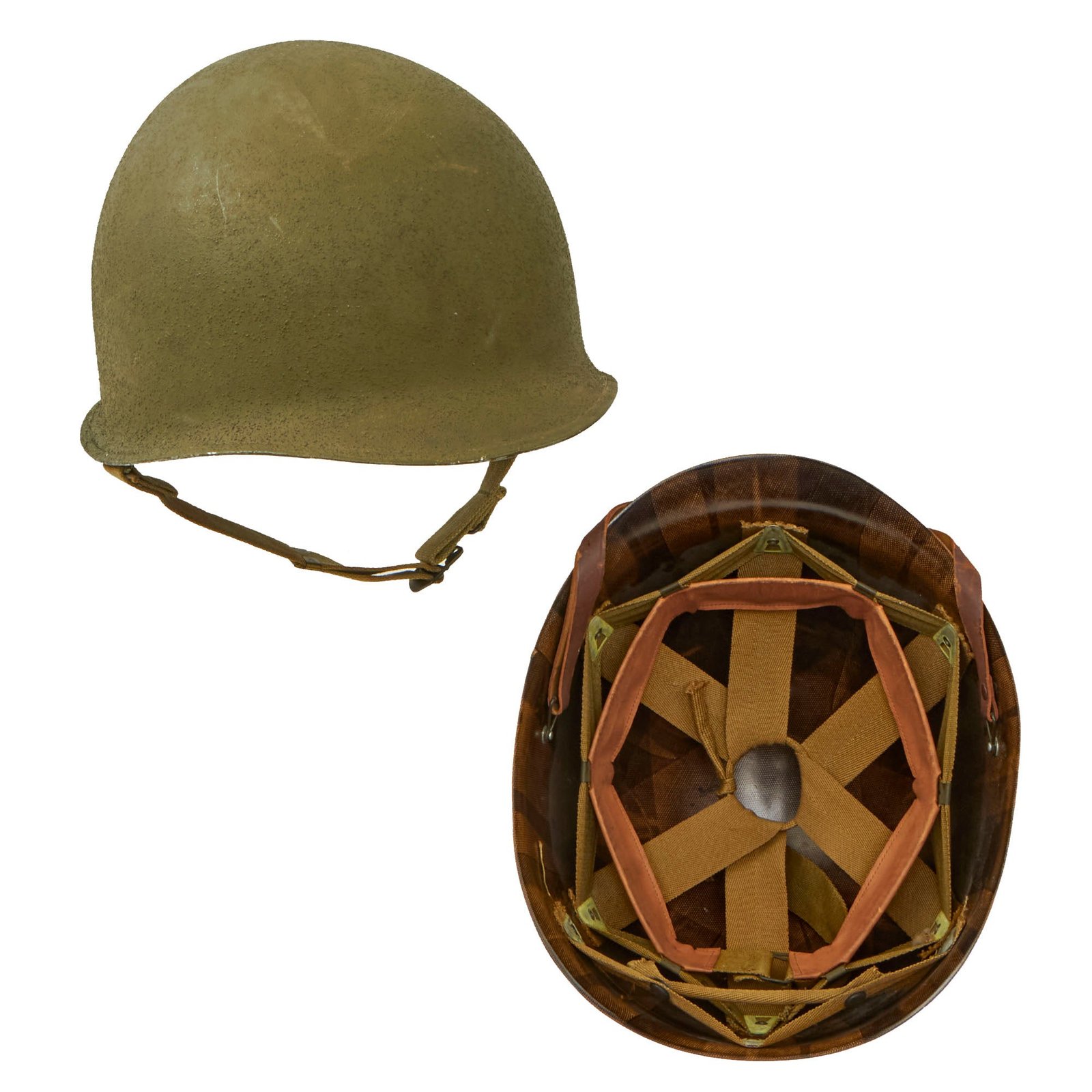 Buy Original U.S. WWII 1942 Complete M1 McCord Front Seam Fixed Bale Helmet with Rare Inland Liner - Unissued Condition | Original Firearms Antique For Sale