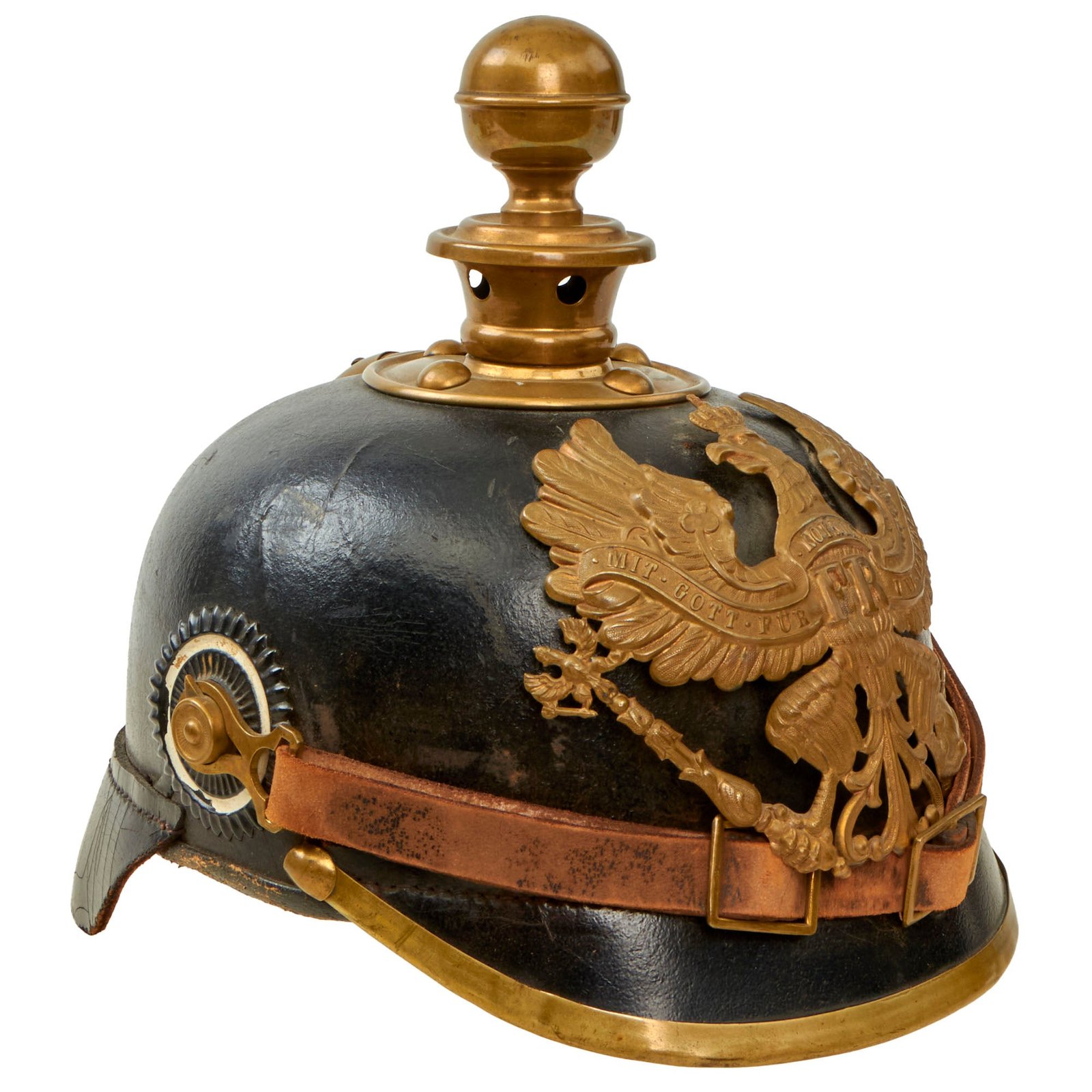 Buy Original German WWI Prussian M1895 Artillery Pickelhaube Helmet Dated 1916 with Depot Marking - Kugelhelm | Original Firearms Antique For Sale