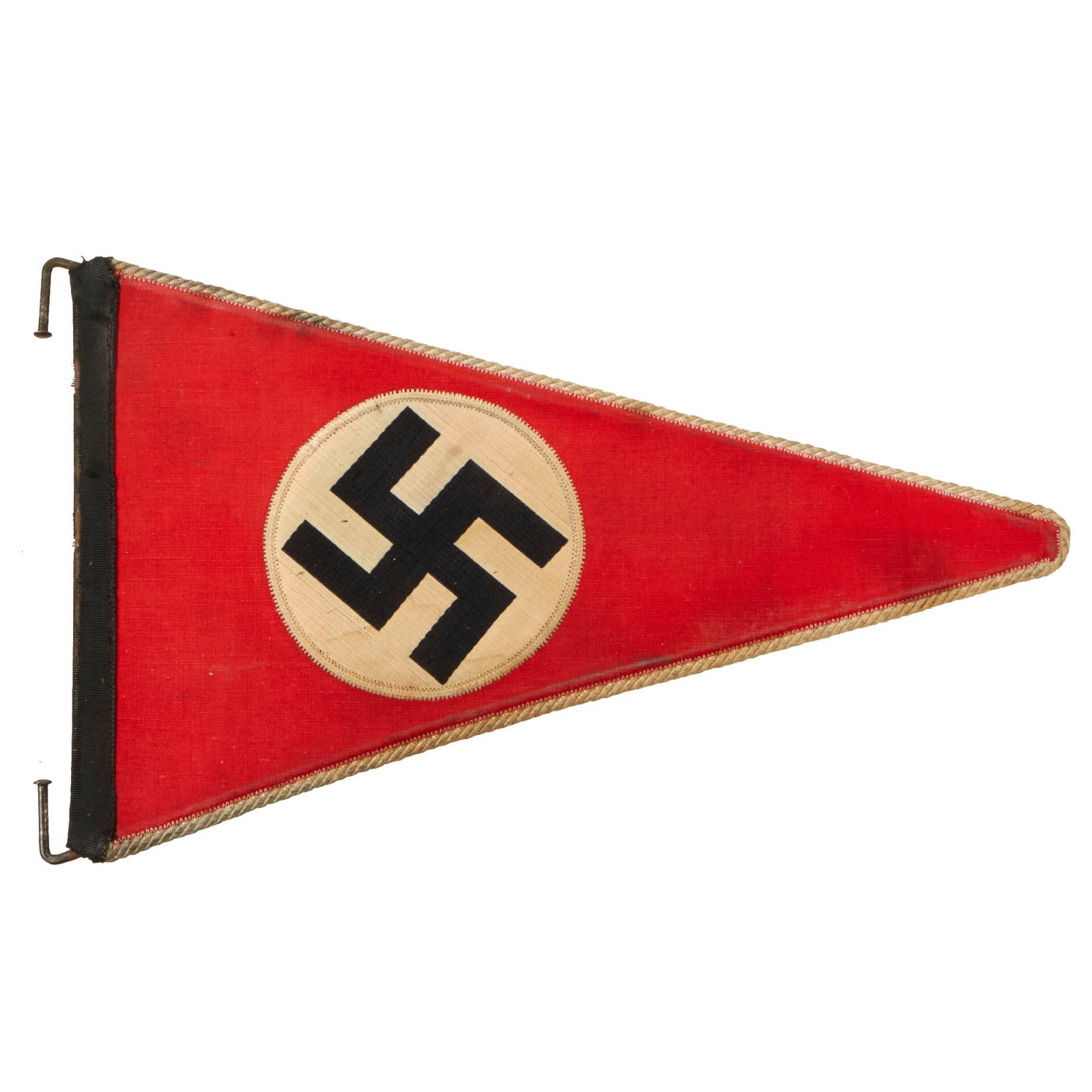 Buy Original German WWII NSDAP National Socialist Rigid Vehicle Staff Pennant Flag with End Fittings - 7 ½" x 12 ½" | Original Firearms Antique For Sale
