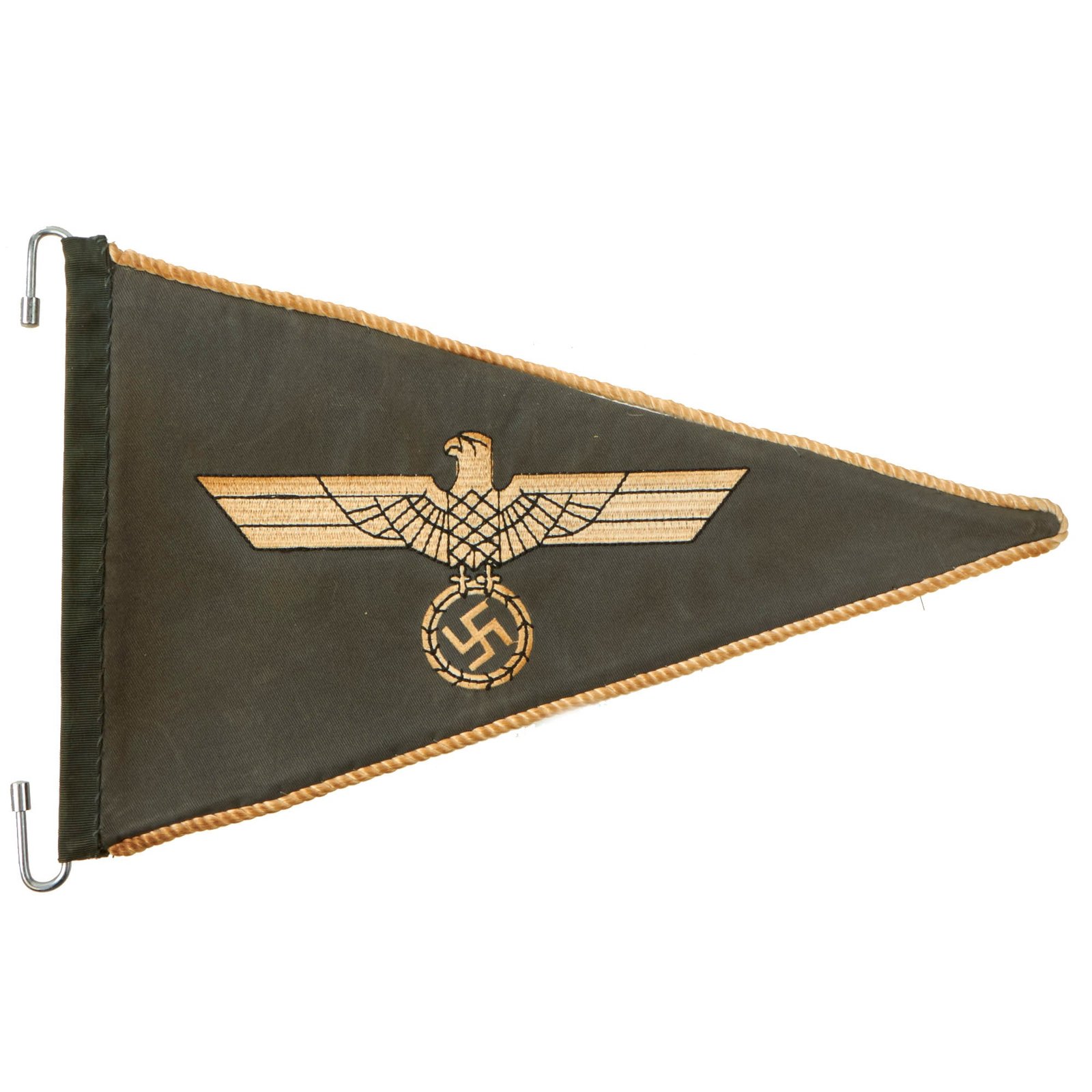 Buy Original German WWII Army Heer Officer Rigid Vehicle Staff Car Pennant Flag with End Fittings - 7 ⅝" x 12 ½" | Original Firearms Antique For Sale