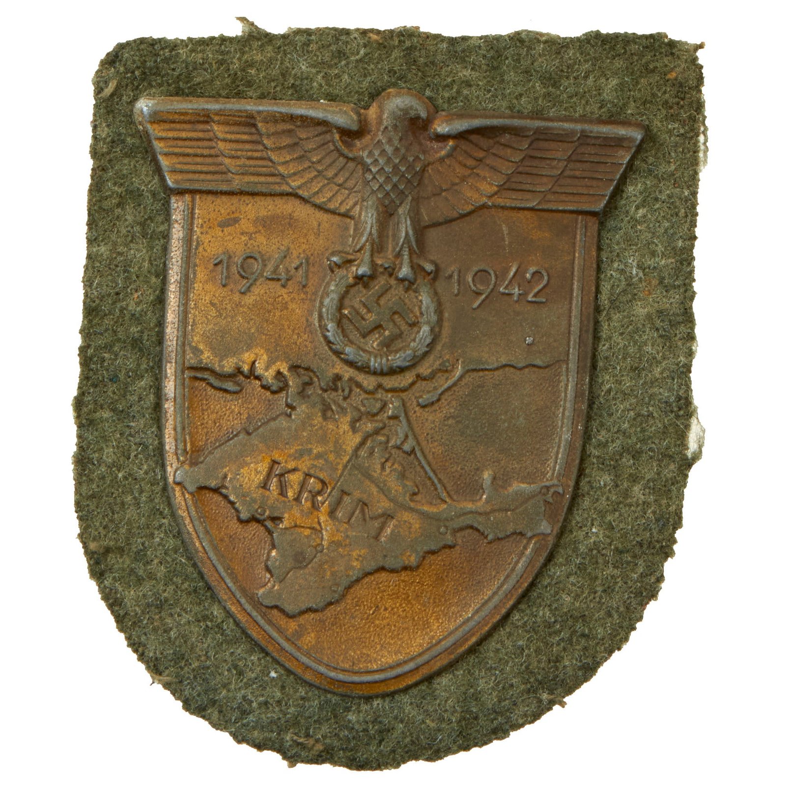 Buy Original German WWII Heer Army Crimea Krim Shield Decoration with Fabric & Paper Backing - Krimschild | Original Firearms Antique For Sale